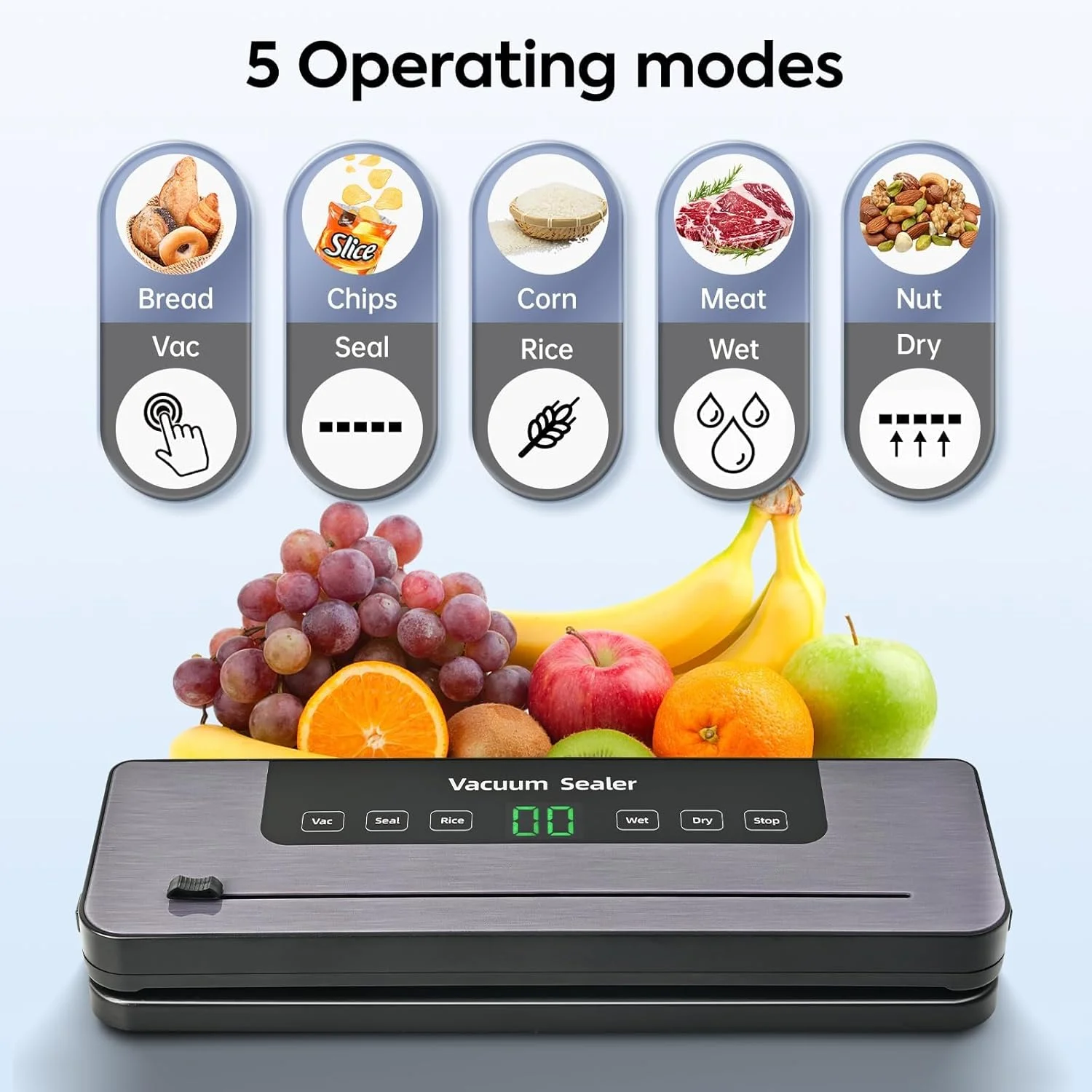 دستگاه وکیوم سیلر KASTWAVE، سیستم سیلینگ جمع و جور، سیلر غذای مکش قوی قابل حمل، دارای برشگر، کاربری آسان، مناسب برای افراد میانسال و سالمند