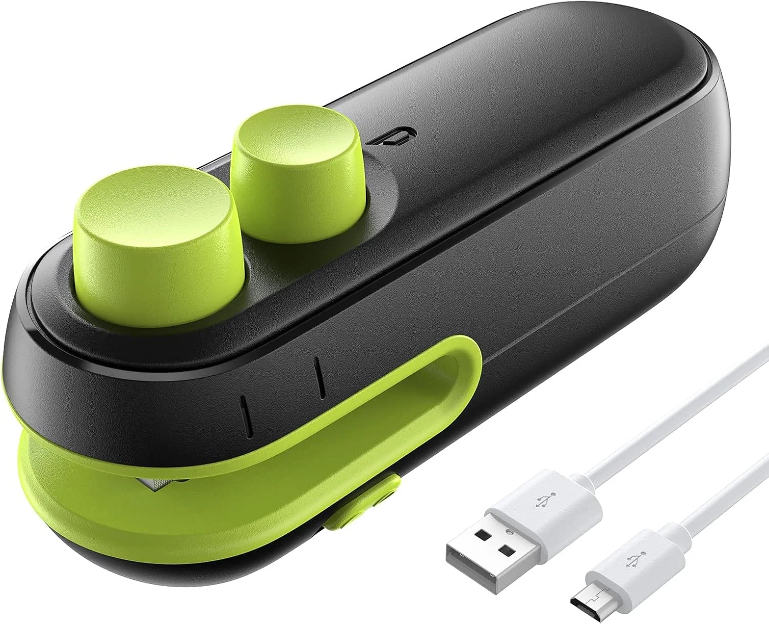 دستگاه کوچک پرس کیسه کاست ویو، دستگاه دو کاره برای بسته بندی مجدد مواد غذایی، دستگاه قابل شارژ دستی برای پرس کیسه های پلاستیکی، دستگاه وکیوم و پرس کیسه قابل حمل، برای تازه نگه داشتن چیپس، کلوچه، مشکی/سبز