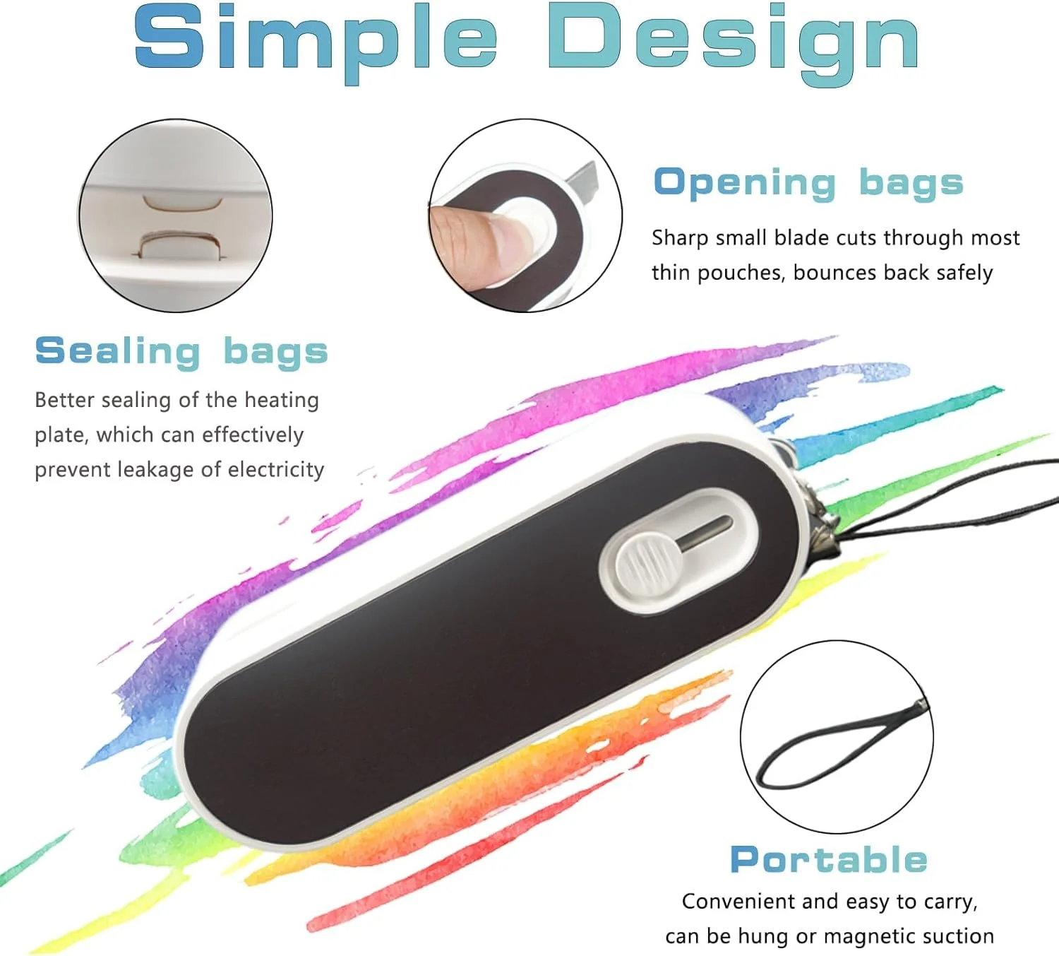 دستگاه کوچک پلمپ کیسه کاست ویو، دستگاه 2 در 1 قابل شارژ دستی، دستگاه وکیوم برای تازه نگه داشتن چیپس، کلوچه و غذا، برش کیسه چیپس آشپزخانه، محافظ قابل حمل اسنک، AAA-1234