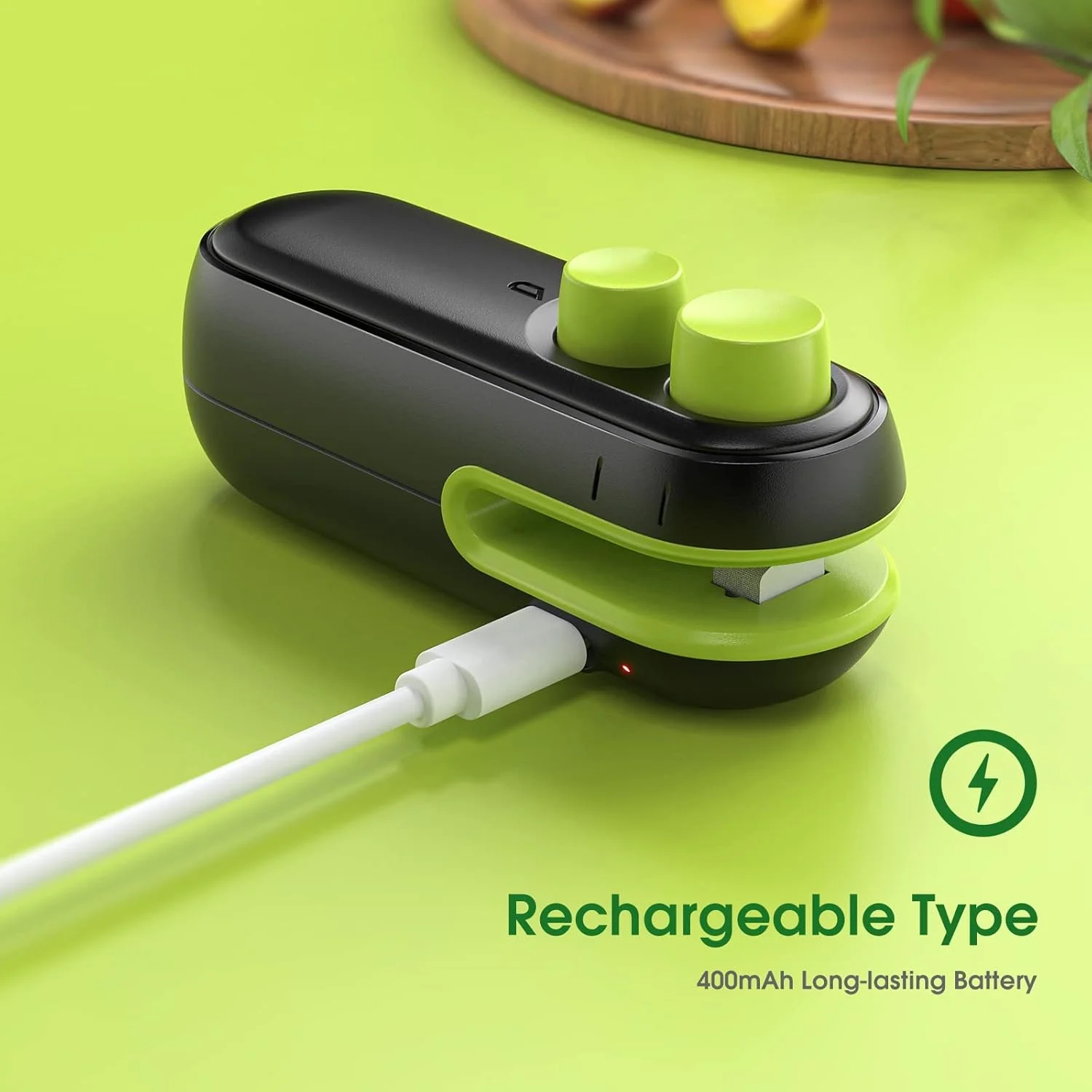 دستگاه کوچک پرس کیسه کاست ویو، دستگاه دو کاره برای بسته بندی مجدد مواد غذایی، دستگاه قابل شارژ دستی برای پرس کیسه های پلاستیکی، دستگاه وکیوم و پرس کیسه قابل حمل، برای تازه نگه داشتن چیپس، کلوچه، مشکی/سبز