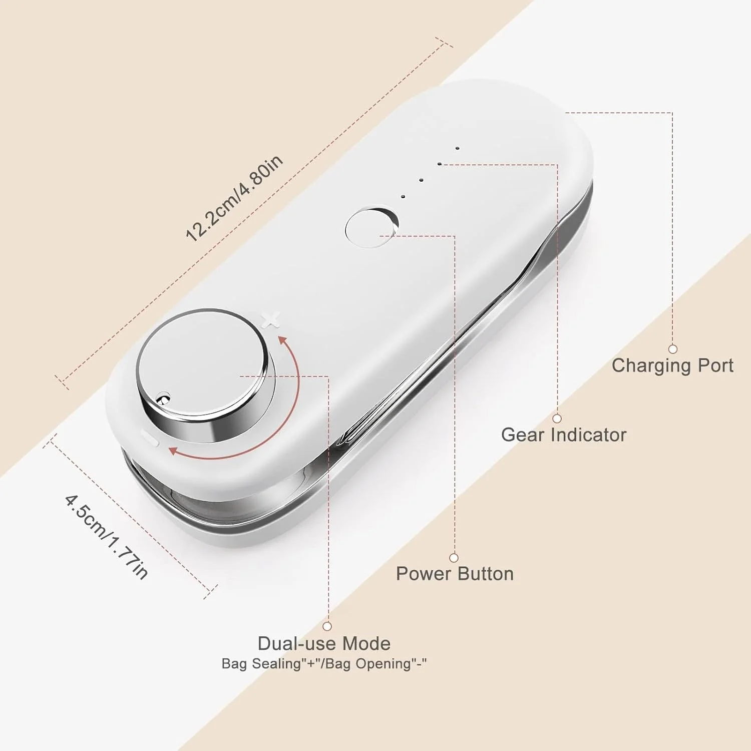 دستگاه پرس و بسته بندی کیسه ای کوچک KASTWAVE، 2 در 1، قابل حمل، مناسب برای بسته بندی چیپس، دستگاه پرس حرارتی مواد غذایی، مناسب برای منزل، نگهداری تنقلات (سفید)