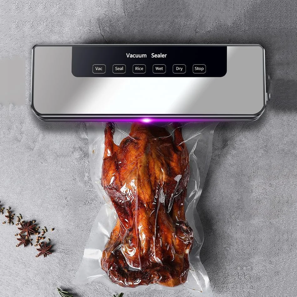 دستگاه وکیوم بسته بندی کیتپن همراه با 10 کیسه - دستگاه بسته بندی هوای PowerVac اتوماتیک برای نگهداری مواد غذایی - حالت های آب بندی خشک و مرطوب - چراغ های نشانگر LED - دستگاه بسته بندی مواد غذایی اتوماتیک - طراحی جداشدنی