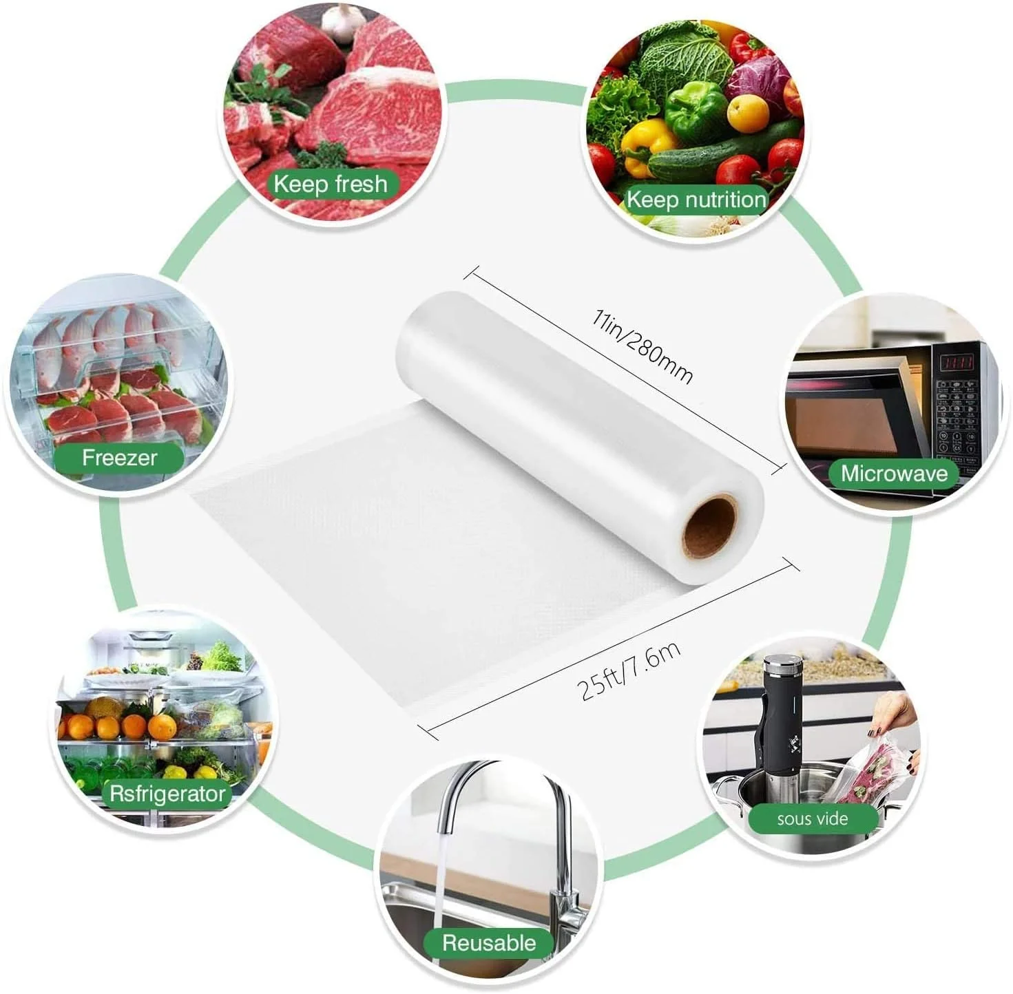 رول های دستگاه وکیوم بسته بندی مواد غذایی، غشاهای پلی اتیلن، کیسه های نگهداری تازه، فیلم بسته بندی