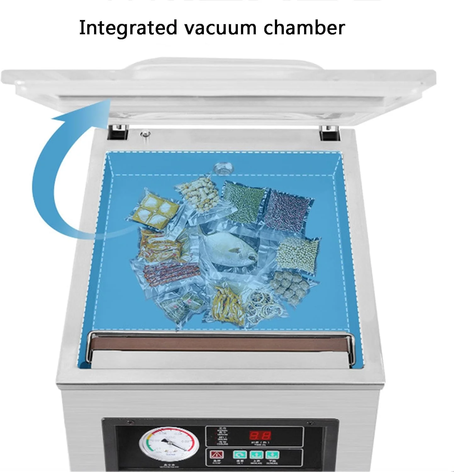 دستگاه بسته بندی وکیوم محفظه ای، مناسب برای مواد غذایی خشک و مرطوب، دستگاه بسته بندی وکیوم استیل ضد زنگ برای نگهداری مواد غذایی، مناسب برای آشپزخانه منزل و استفاده تجاری