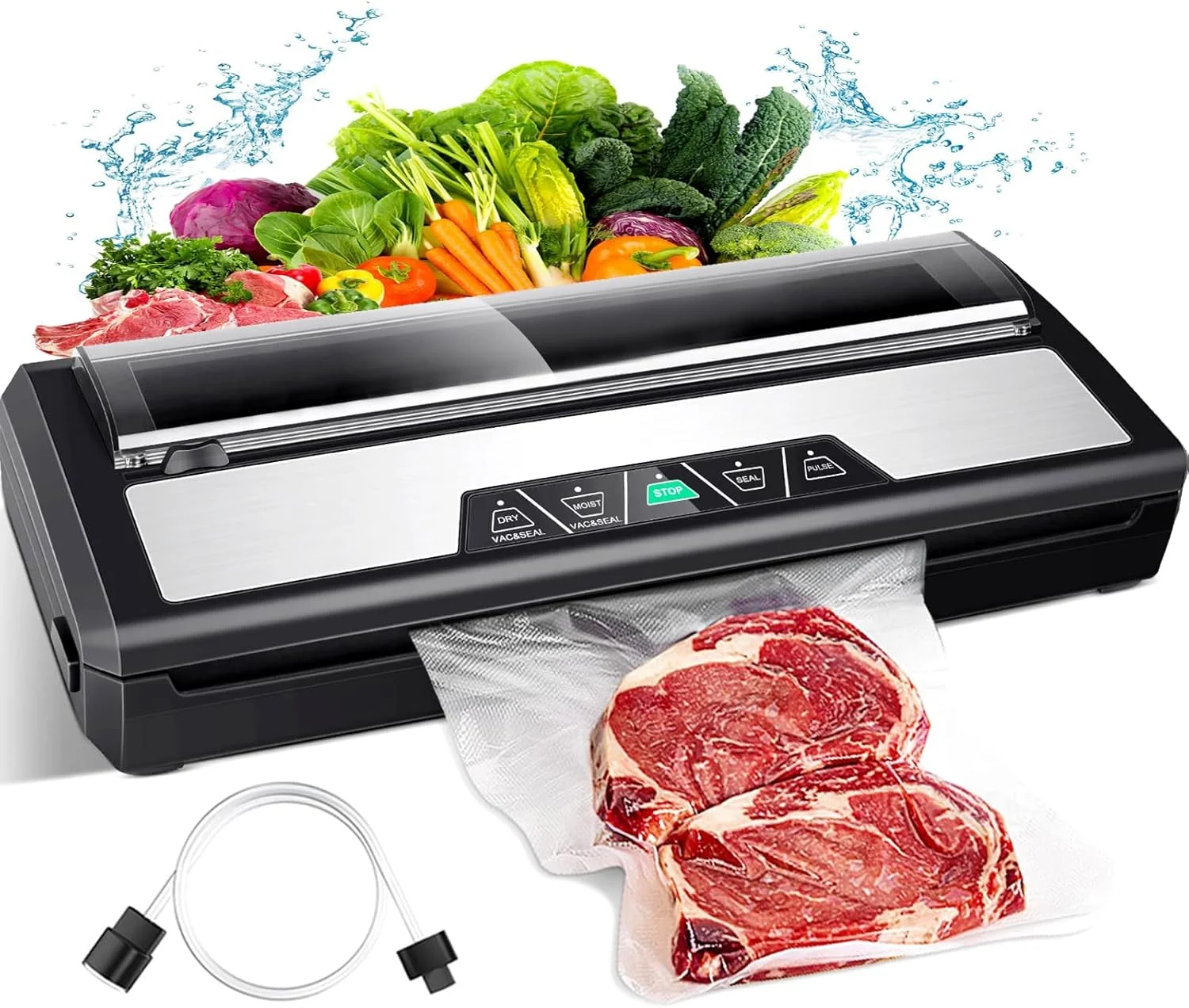 دستگاه وکیوم بسته بندی مواد غذایی Locamp، دستگاه وکیوم سیلر مواد غذایی، استیل ضد زنگ، ایده آل برای خانه، پشتی آشپزخانه، مواد غذایی خشک