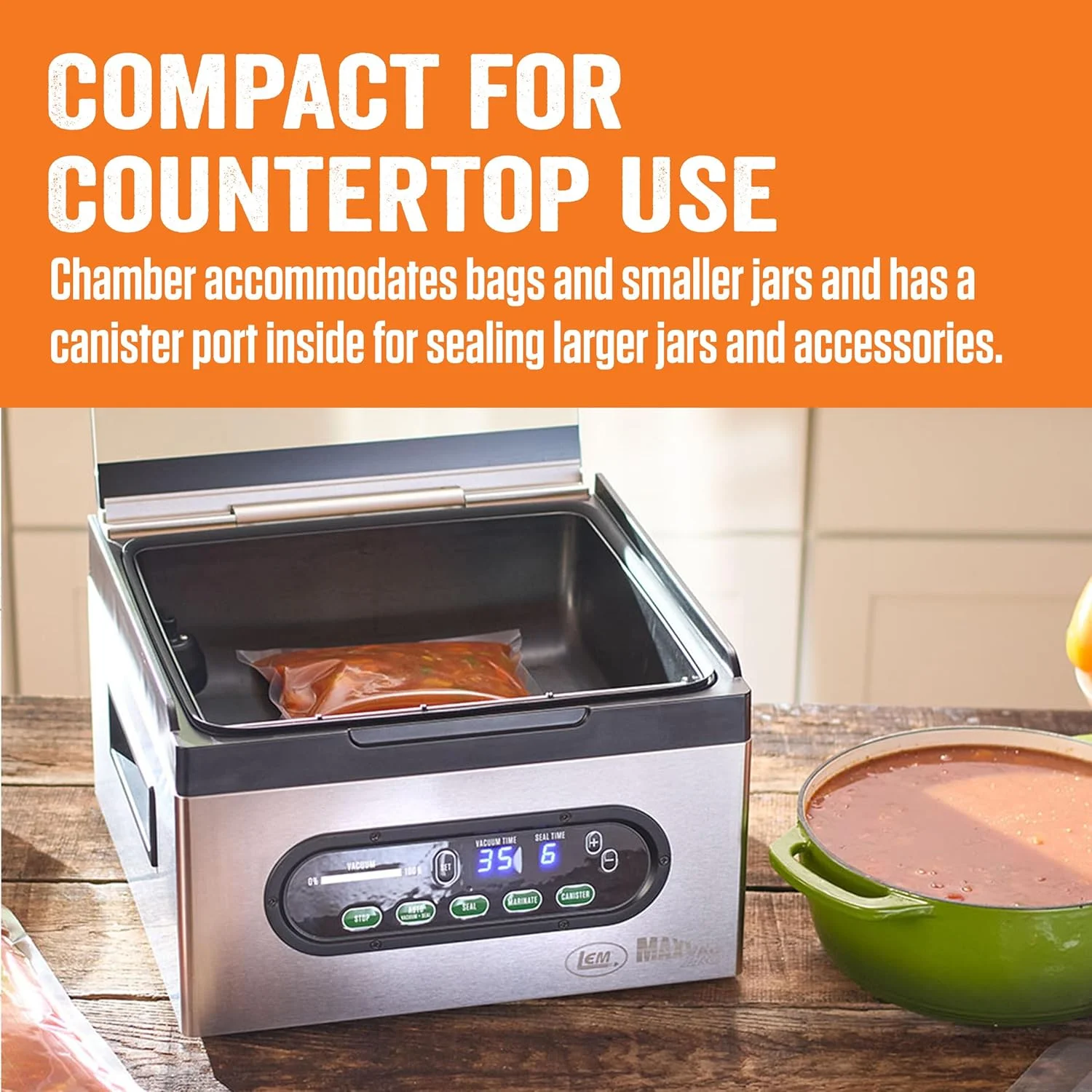 دستگاه وکیوم سیلر محفظه ای LEM Products MaxVac Pro به همراه 80 کیسه، پنل کنترل دیجیتال، پمپ بدون نیاز به نگهداری، شلنگ خارجی، عالی برای بسته بندی مواد غذایی، مایعات، سو وید، شیشه ها، استیل ضد زنگ دستگاه وکیوم سیلر محفظه ای LEM Products MaxVac Pro به همراه 80 کیسه، پنل کنترل دیجیتال، پمپ بدون نیاز به نگهداری، شلنگ خارجی، عالی برای بسته بندی مواد غذایی، مایعات، سو وید، شیشه ها، استیل ضد زنگ