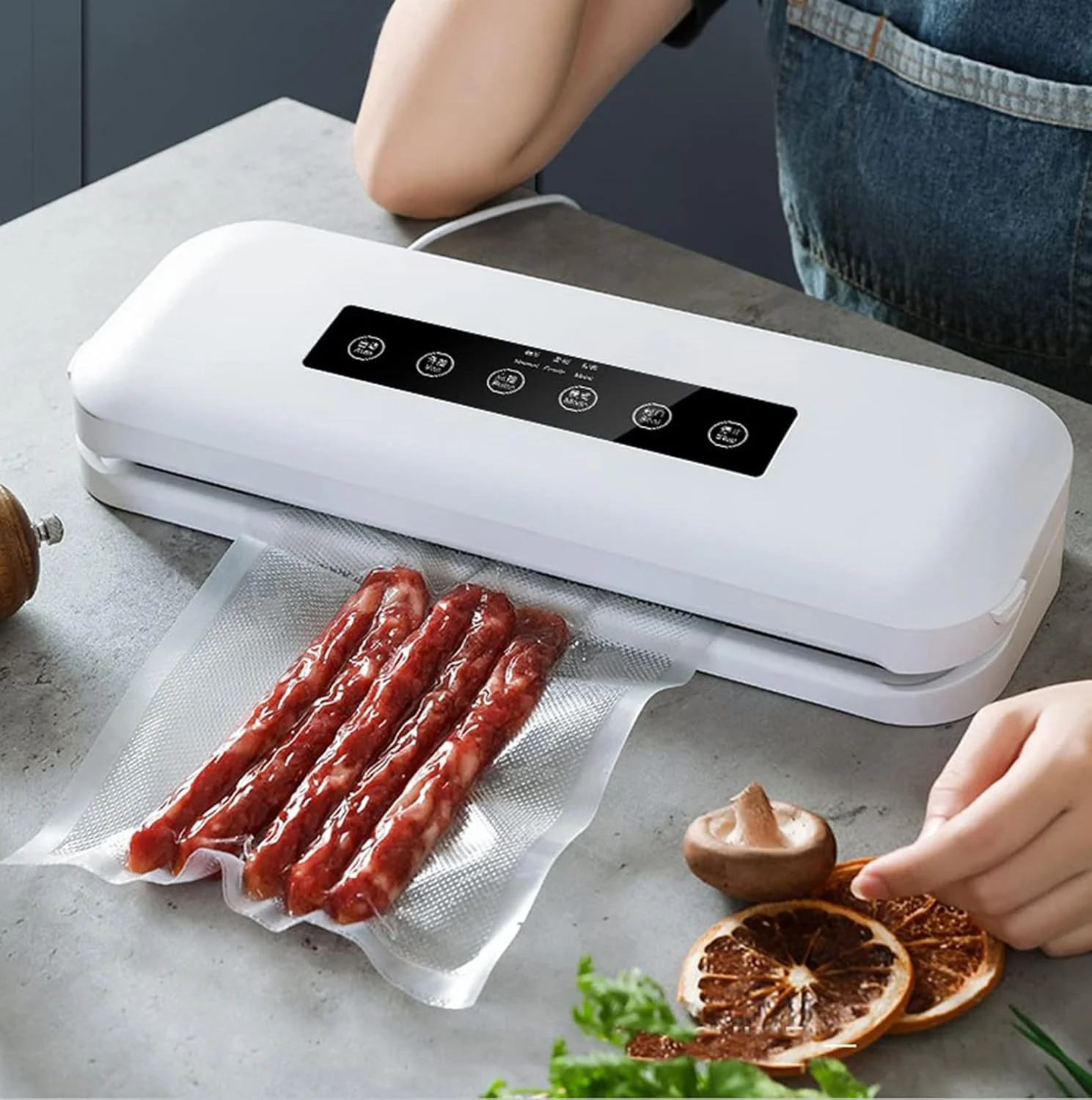 دستگاه وکیوم سیلر اتوماتیک LZFuiop برای نگهداری مواد غذایی به همراه کیت استارتر، حالت های خشک و مرطوب، سیستم قدرتمند تخلیه هوا، طراحی جمع و جور، کیسه کاغذی، هدیه برای مادر و همسر