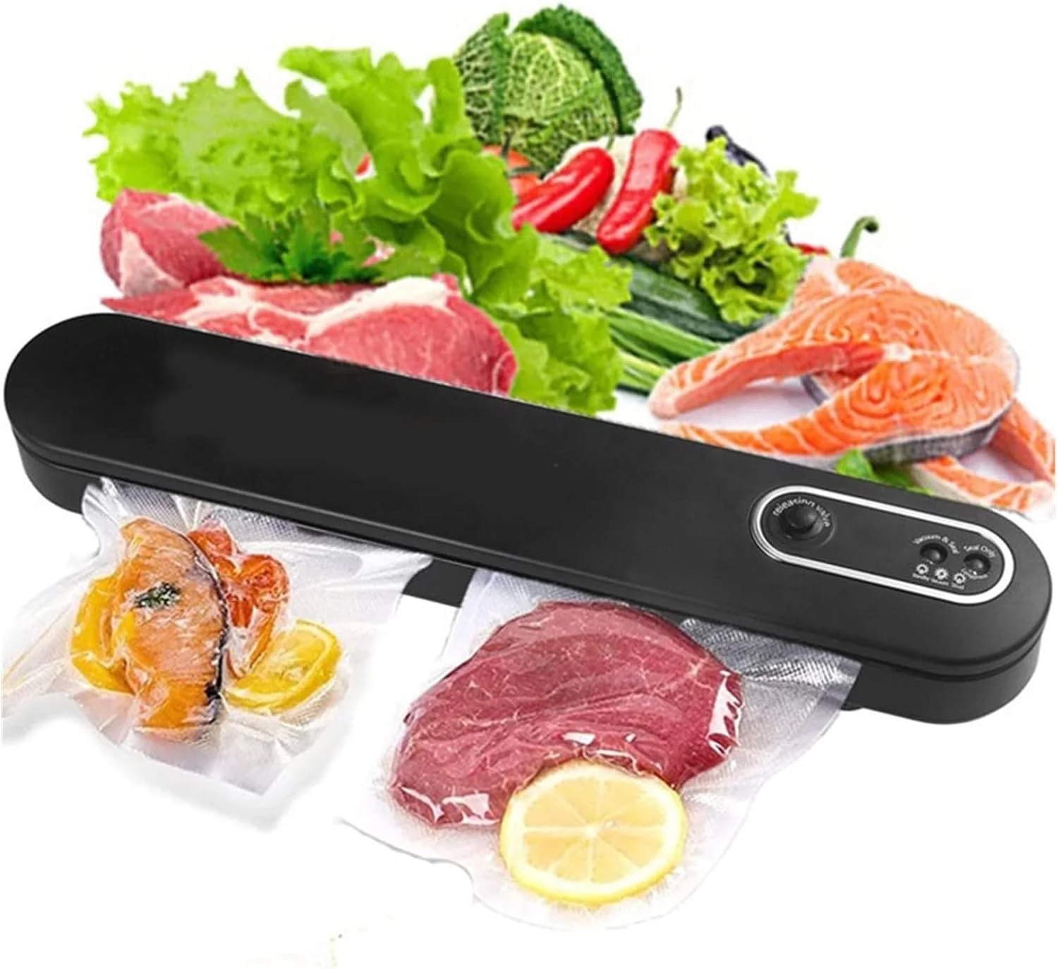 دستگاه وکیوم بسته بندی مواد غذایی LZFuiop، مناسب برای مصارف خانگی، کوچک و قابل حمل، دستگاه بسته بندی و حفظ تازگی مواد غذایی، دستگاه بسته بندی اتوماتیک به همراه 5 کیسه مخصوص