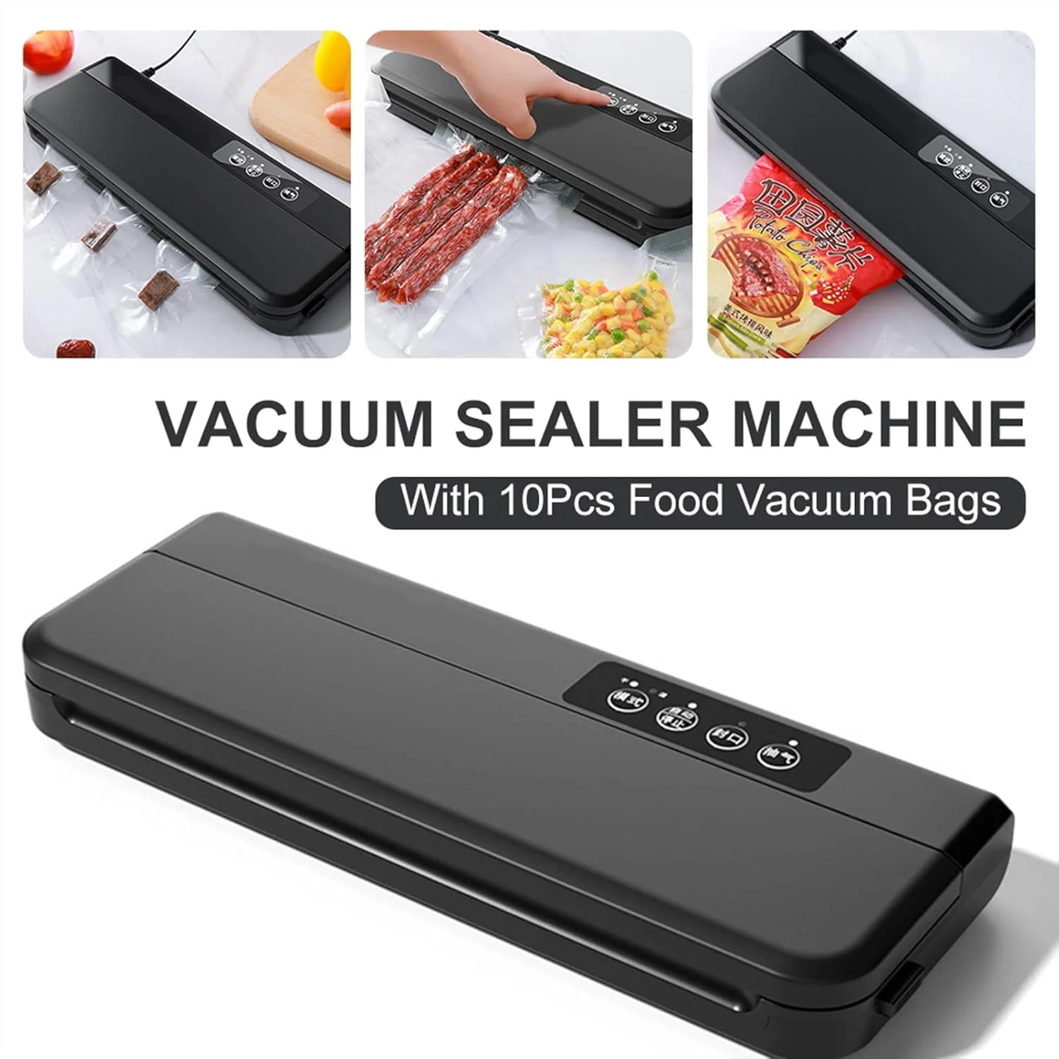 دستگاه وکیوم بسته بندی مواد غذایی، دستگاه پلمپ کیسه، دستگاه بسته بندی وکیوم اتوماتیک مواد غذایی برای نگهداری مواد غذایی، حالت های خشک/مرطوب/پالسی/محفظه، دستگاه بسته بندی وکیوم، دارای برش داخلی و محل نگهداری رول کیسه