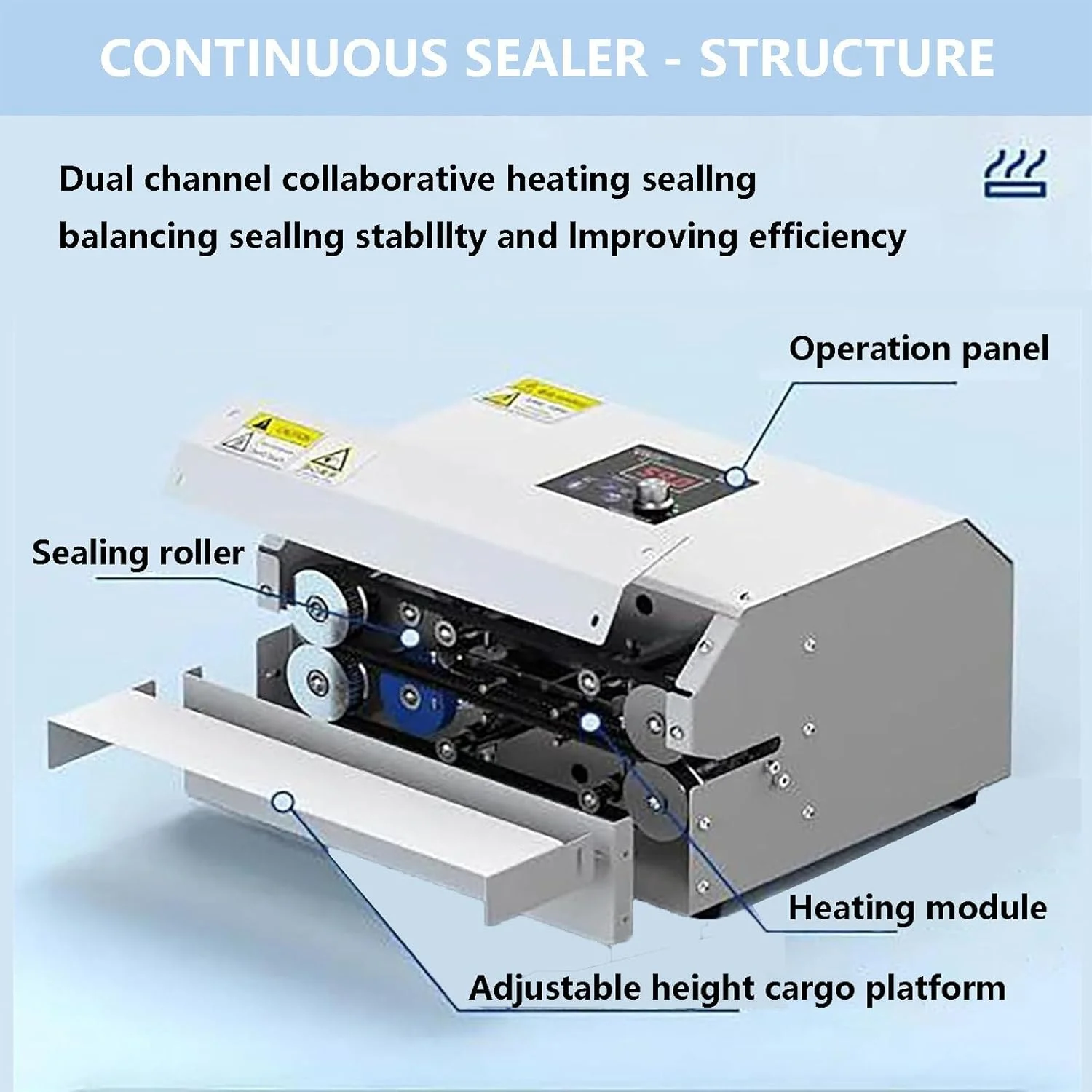 دستگاه وکیوم سیلر 300 وات | دستگاه سیلر اتوماتیک باند پیوسته مواد غذایی با ضخامت فیلم 72 میلی متر | دستگاه سیلینگ صنعتی برای تازه نگه داشتن گوشت، سبزیجات، میوه ها و غلات