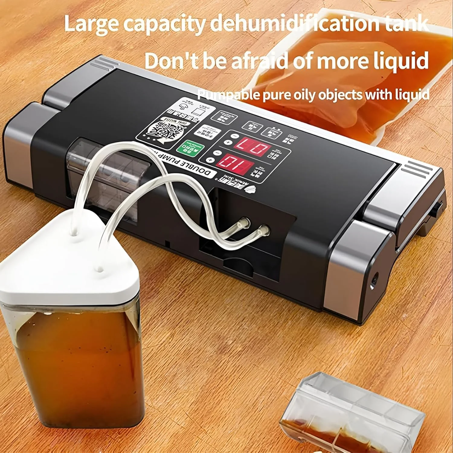 دستگاه وکیوم سیلر، دستگاه کوچک خانگی برای نگهداری مواد غذایی، با طول دوخت ۴۰ سانتی‌متر، مناسب برای بسته‌بندی مواد غذایی خشک و مرطوب، دارای عملکرد باد کردن هوا، برای حفظ تازگی مواد غذایی خشک و مرطوب