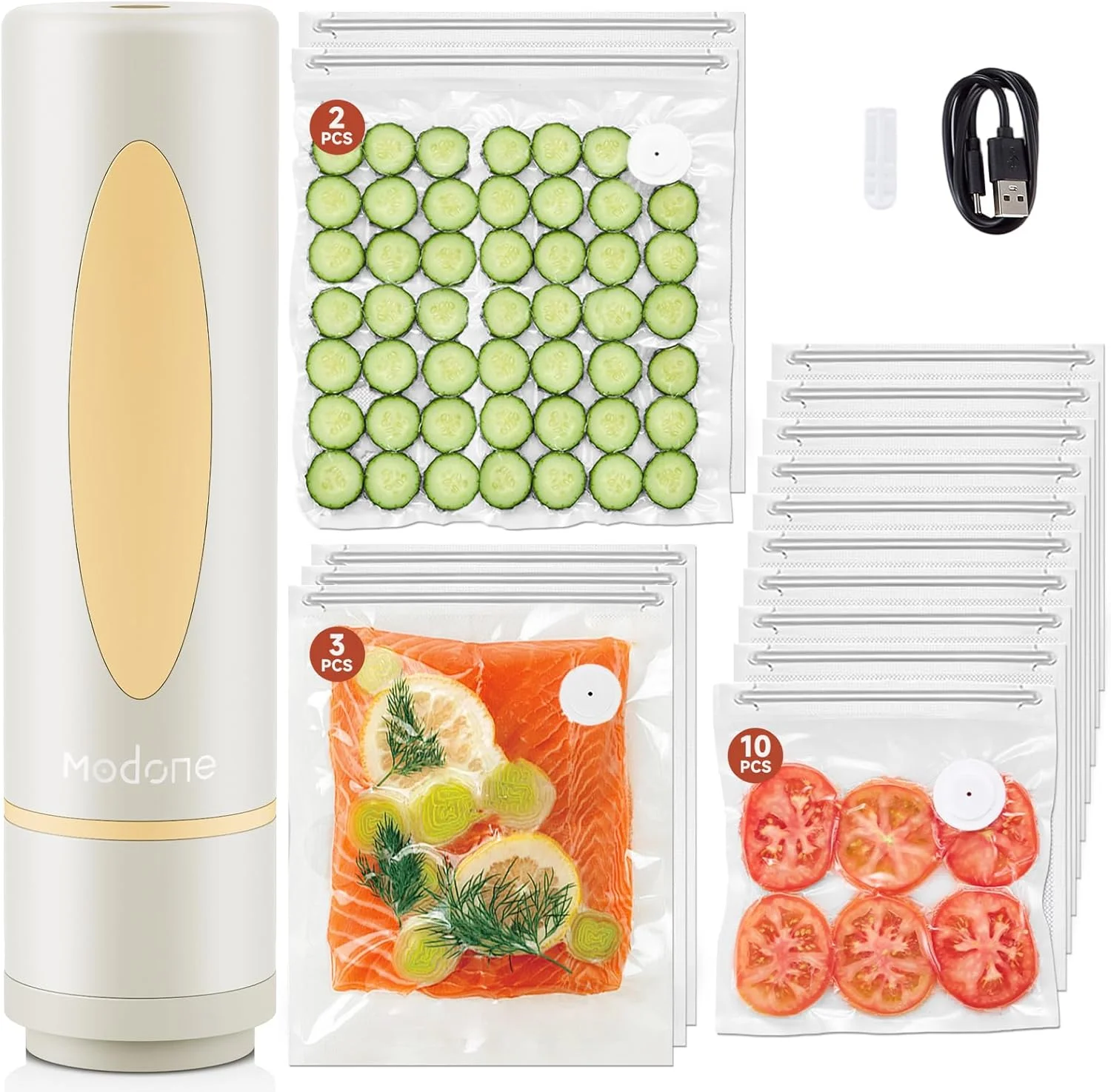 دستگاه وکیوم سیلر، دستگاه بسته بندی وکیوم مواد غذایی، دستگاه های وکیوم دستی جمع و جور با 15 کیسه وکیوم قابل استفاده مجدد برای نگهداری مواد غذایی تازه