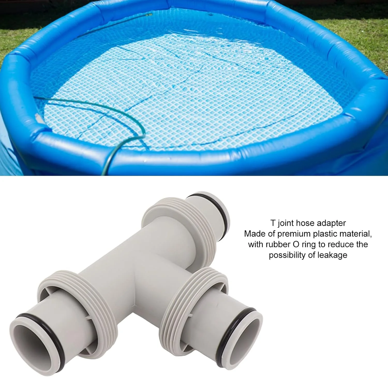 شیر پیستونی شلنگ استخر دوتایی، اتصالات استخر شیر پیستونی شلنگ مفصل سه راهی شکل T 2 در 1 برای استخر روکار، قطعه استخر شنا برای سیستم گردش فیلتر، 1.5 اینچ