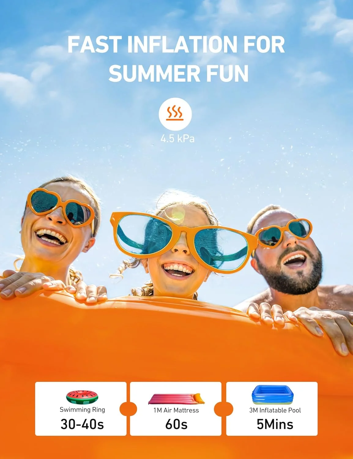 پمپ باد برقی AstroAI، پمپ برقی AC قابل حمل برای باد کردن/خالی کردن با 3 نازل، پمپ های پر سرعت برای تخت بادی، حلقه شنا، استخر بادی، قایق اسباب بازی برای خانه و حیاط 240 ولت