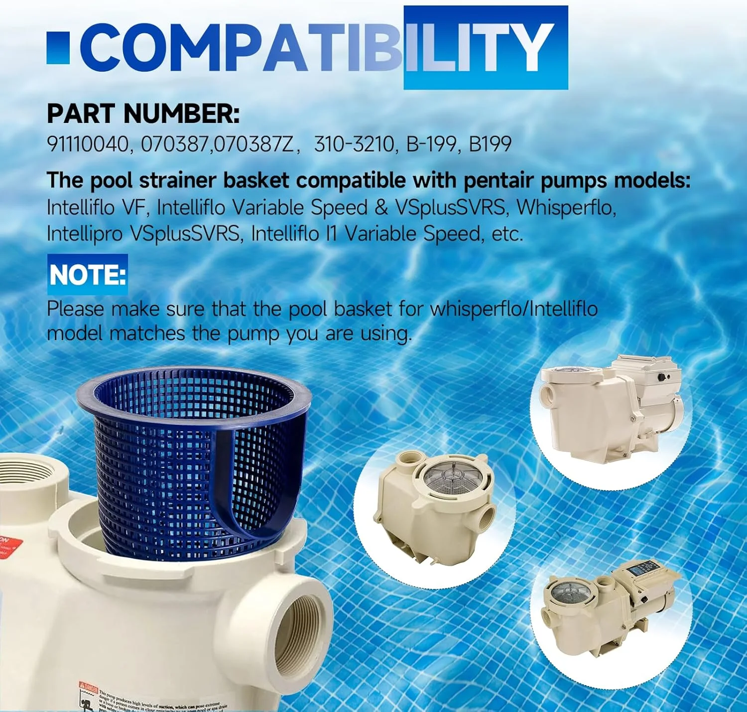 صافی سبد پمپ استخر 070387، جایگزین سبد اسکیمر فیلتر استخر 91110040 برای پمپ های Pentair Whisperflo/Intelliflo - جایگزین قطعات پمپ استخر 070387Z B-199 B199 310-3210، بسته 2 عددی