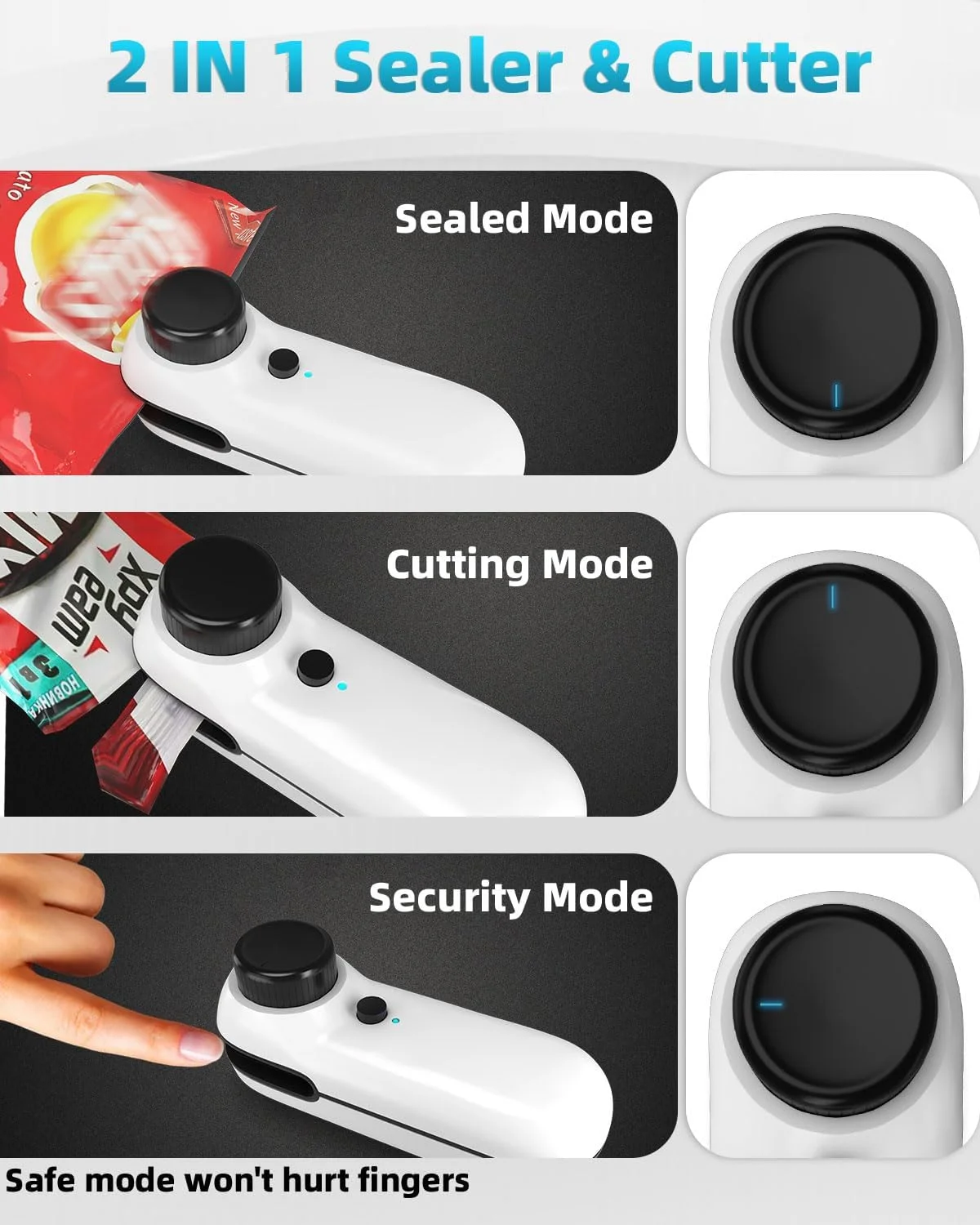 دستگاه کوچک پلمپ کیسه - دستگاه پلمپ حرارتی 2 در 1، دستگاه پلمپ و برش کیسه چیپس شارژی، دستگاه کوچک پلمپ کیسه تنقلات، دستگاه پلمپ مجدد کیسه قابل حمل، دستگاه کوچک وکیوم برای کلوچه، دستگاه پلمپ کیسه مواد غذایی پلاستیکی