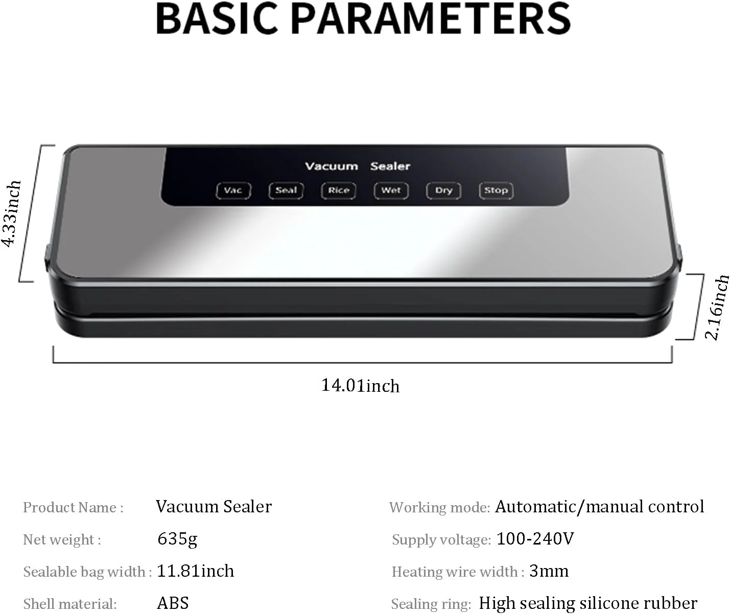 دستگاه وکیوم سیلر، دستگاه سیلر کیسه مواد غذایی فشرده و سریع، حالت های خشک و مرطوب، سیستم پلمپ هوا با مکش قدرتمند، 65KPa (تک)