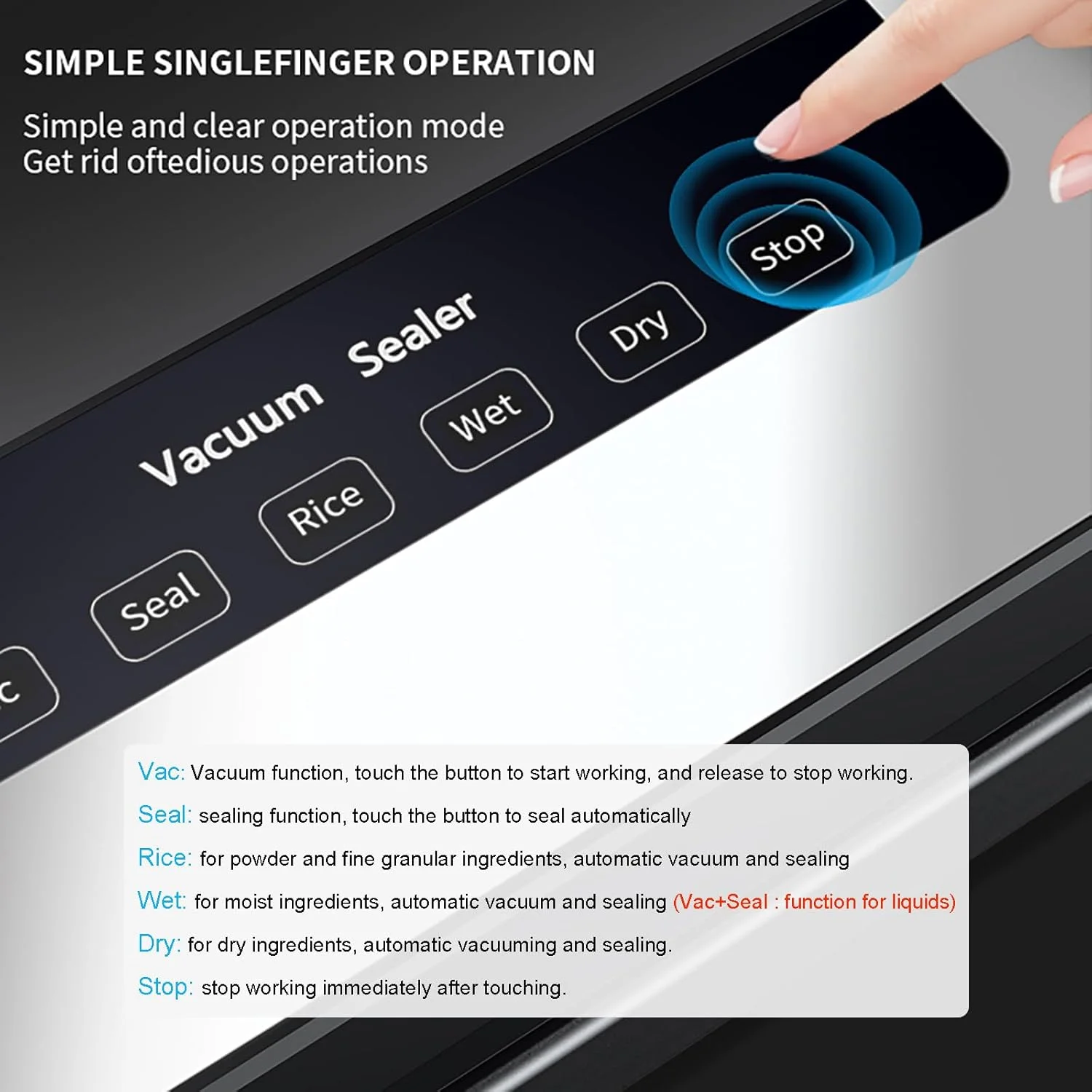 دستگاه وکیوم سیلر، دستگاه سیلر کیسه مواد غذایی فشرده و سریع، حالت های خشک و مرطوب، سیستم پلمپ هوا با مکش قدرتمند، 65KPa (تک)