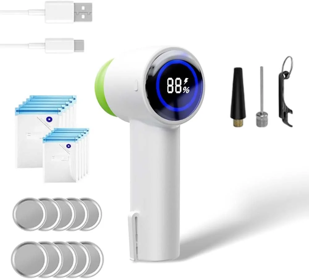 دستگاه وکیوم چند منظوره قابل حمل، کیت وکیوم برقی شیشه های مربا، سازگار با کیسه های زیپ دار وکیوم، ظروف وکیوم برای نگهداری مواد غذایی