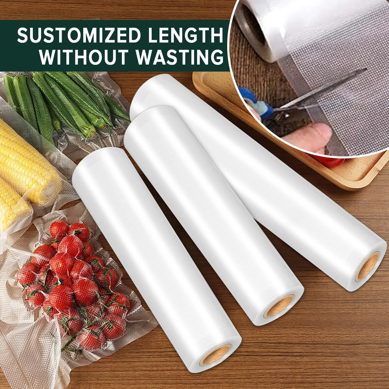 رول های دستگاه وکیوم Necomi، 2 رول 20 سانتی متر در 300 سانتی متر و 1 رول 28 سانتی متر در 300 سانتی متر، کیسه های دستگاه وکیوم مناسب نگهداری مواد غذایی، فاقد BPA، قابل استفاده در مایکروویو و فریزر، عالی برای نگهداری مواد غذایی یا پخت و پز به روش Sous Vide