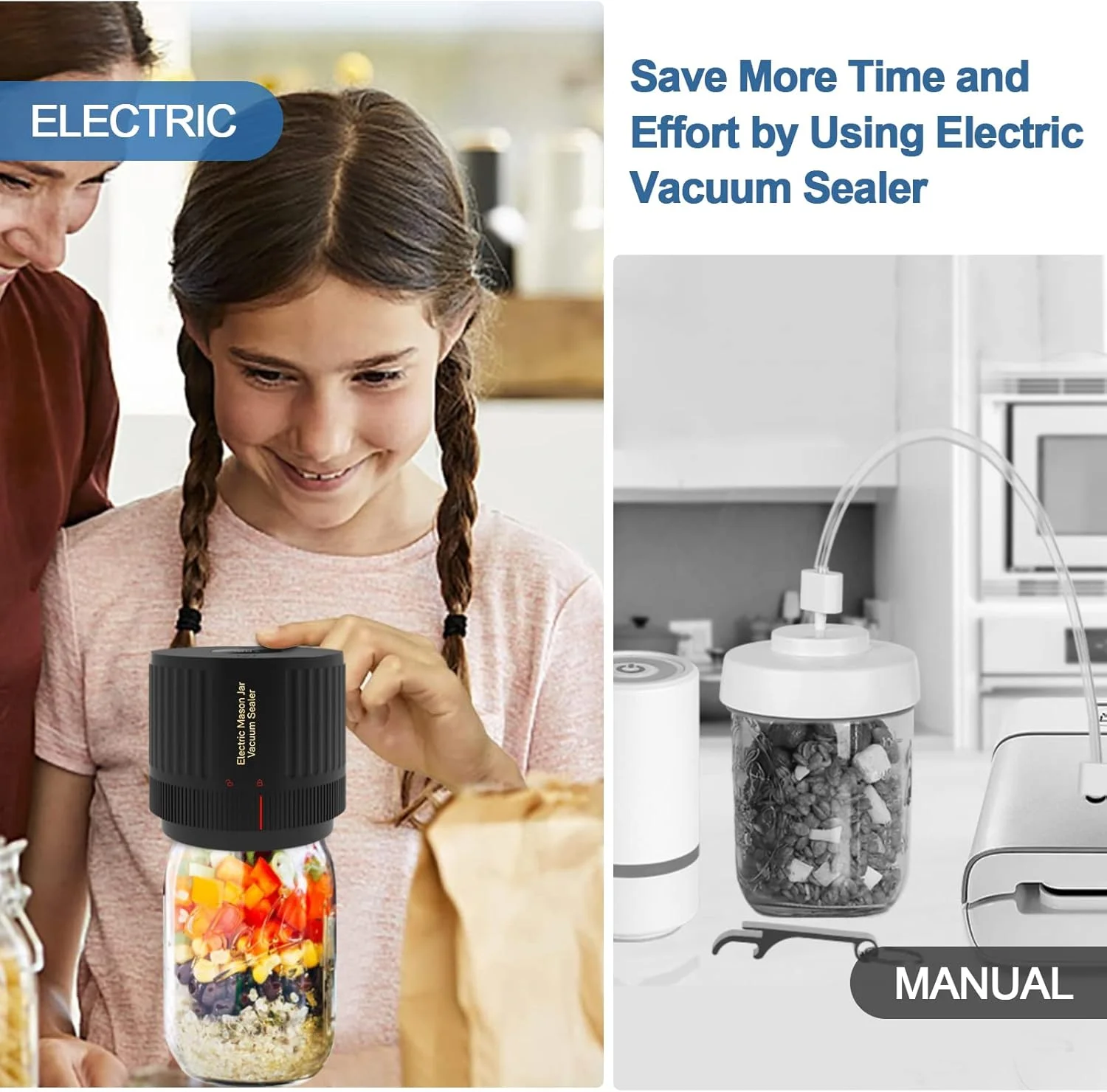 دستگاه وکیوم برقی شیشه های دهان گشاد و معمولی، مناسب برای نگهداری مواد غذایی و تخمیر