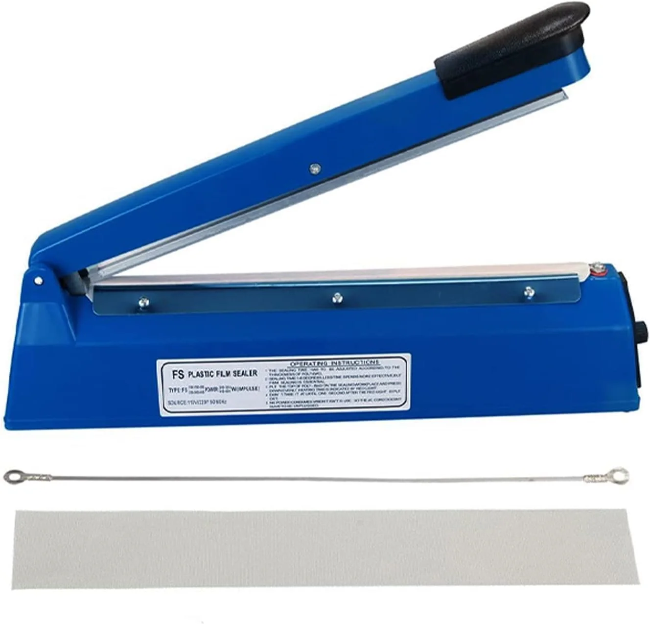 دستگاه پرس حرارتی پلاستیک 400 میلی‌متری سنگین | دستگاه پرس دستی برای کیسه‌های پلاستیکی، بسته‌بندی مواد غذایی | دستگاه پرس فیلم لمینت الکتریکی | شامل کیت جایگزین | آبی (PFS-400)