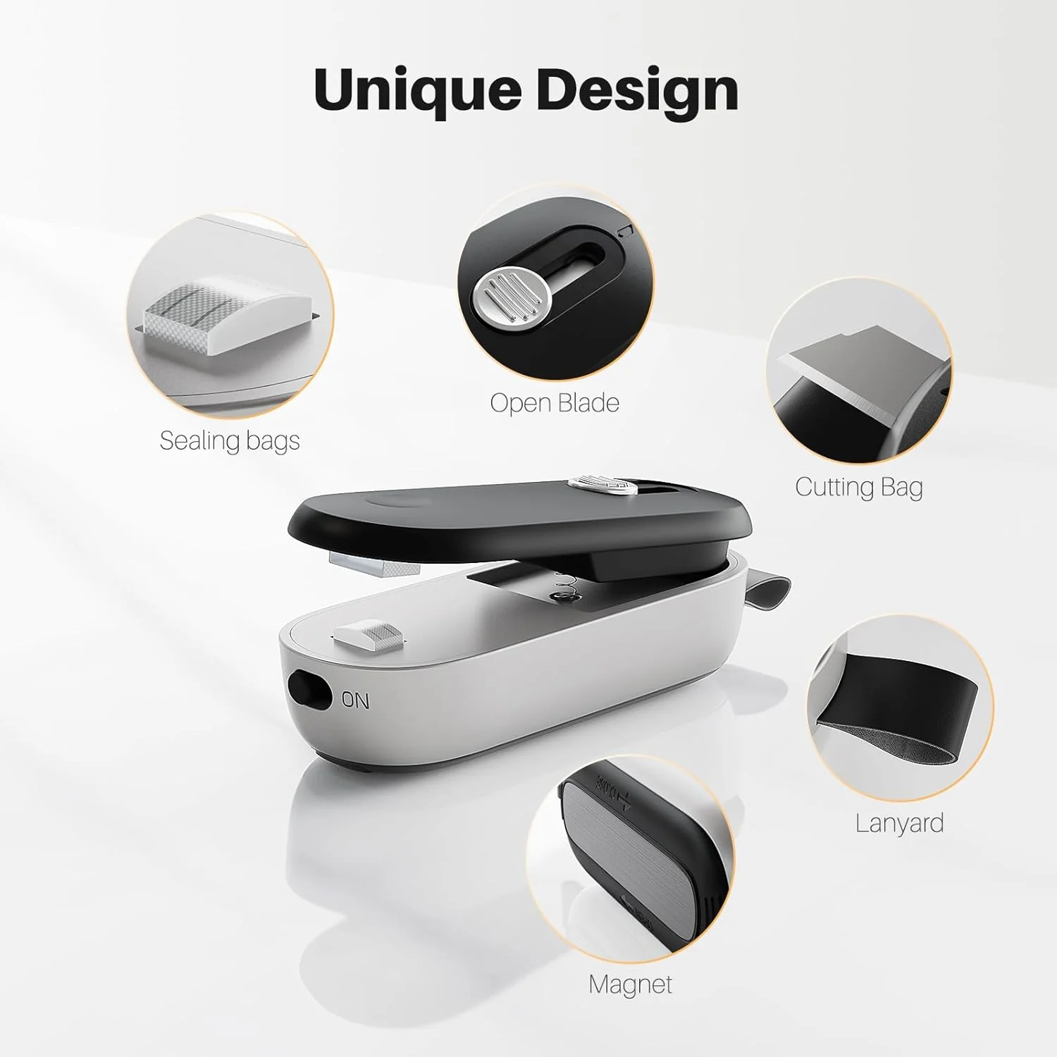 دستگاه پرس و برش کیسه 2 در 1 ODSD با بند آویز، دستگاه پرس حرارتی دستی قابل حمل برای بسته بندی مجدد اسنک، آبنبات و نگهداری مواد غذایی (شامل باتری)