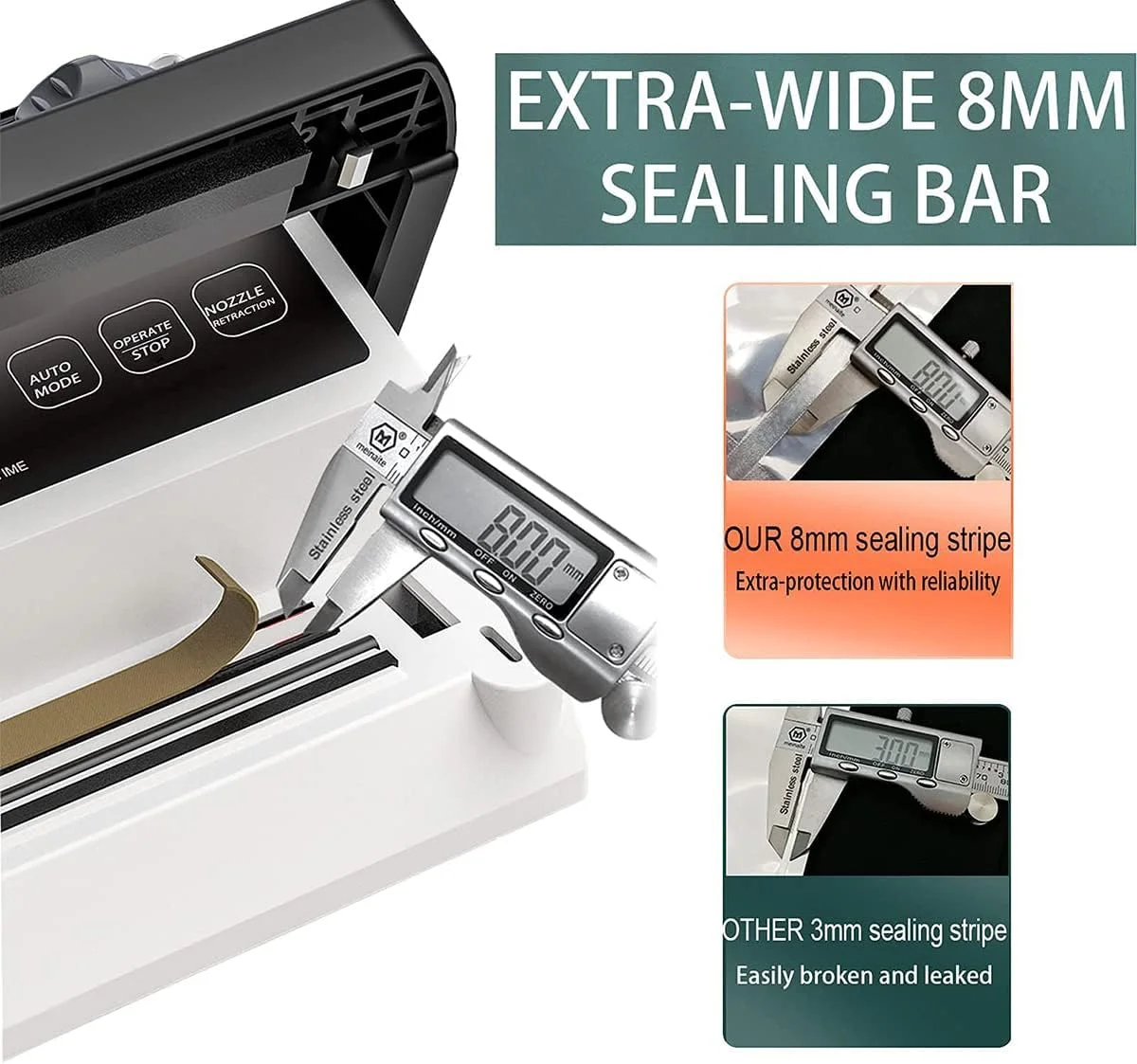 دستگاه وکیوم سیلر تجاری oBlosdh، دستگاه بسته بندی مواد غذایی 250 وات، میله آب بندی 40 سانتی متری، با عملکرد باد کردن هوا و برش، بسته بندی مواد غذایی خشک و مرطوب برای کیسه های صاف یا کیسه های مایلار، 42X18X13 سانتی متر