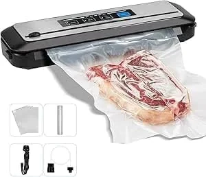 دستگاه وکیوم سیلر قابل حمل - دستگاه بسته بندی مواد غذایی برای پلمپ محکم و حفظ تازگی، سیستم بسته بندی وکیوم فشرده برای گوشت، سبزیجات و کیسه های نگهداری (مشکی)