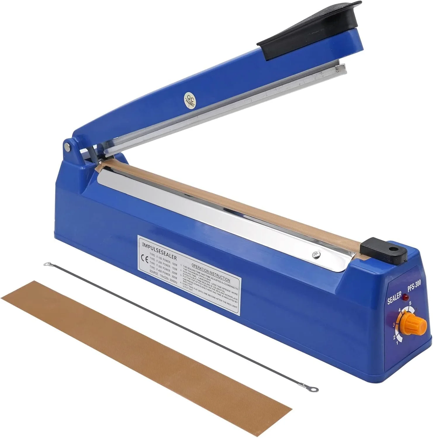 دستگاه بسته بندی حرارتی گریس 300 میلی متری، دستگاه پلمپ کیسه پلاستیکی مشکی، دستگاه بسته بندی مواد غذایی وکیوم برای بسته بندی و کوچک کردن کیسه (8 اینچ) (300 میلی متر)