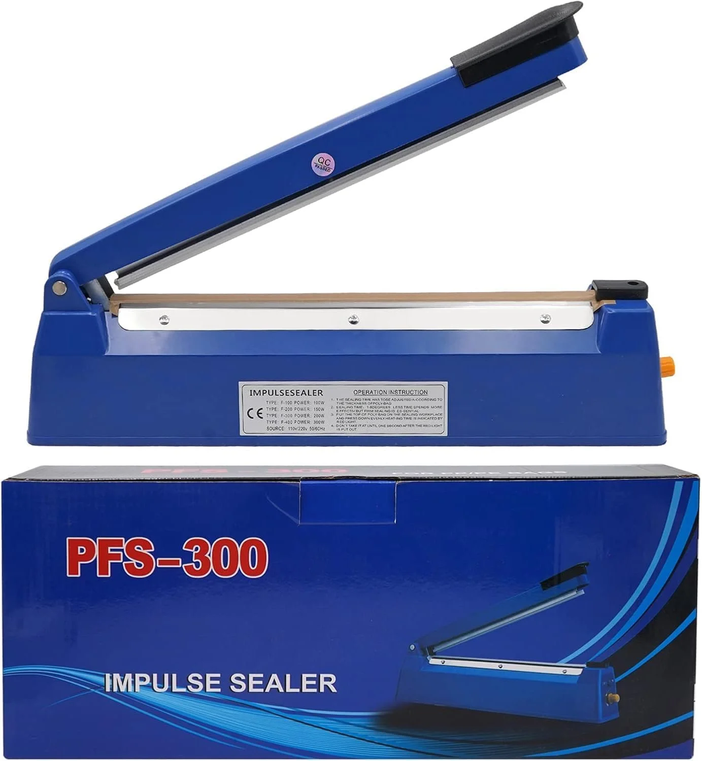 دستگاه بسته بندی حرارتی گریس 300 میلی متری، دستگاه پلمپ کیسه پلاستیکی مشکی، دستگاه بسته بندی مواد غذایی وکیوم برای بسته بندی و کوچک کردن کیسه (8 اینچ) (300 میلی متر)