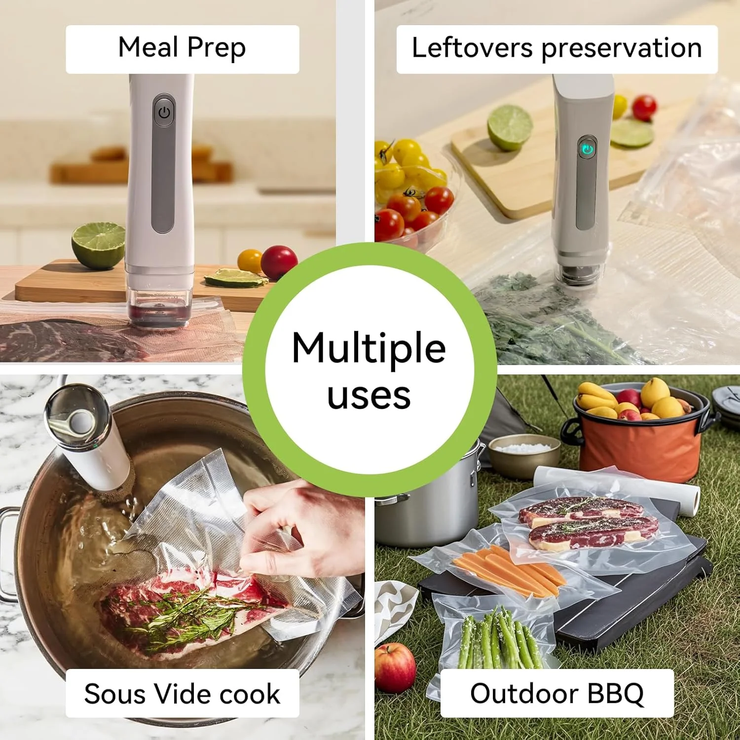 دستگاه وکیوم سیلر جمع و جور برای مواد غذایی، دستگاه نگهداری مواد غذایی قابل حمل با 30 کیسه فریزر قابل استفاده مجدد، مناسب برای نگهداری باقیمانده غذا در آشپزخانه، پخت و پز سو وید، آماده سازی غذا، باربیکیو در فضای باز دستگاه وکیوم سیلر جمع و جور برای مواد غذایی، دستگاه نگهداری مواد غذایی قابل حمل با 30 کیسه فریزر قابل استفاده مجدد، مناسب برای نگهداری باقیمانده غذا در آشپزخانه، پخت و پز سو وید، آماده سازی غذا، باربیکیو در فضای باز