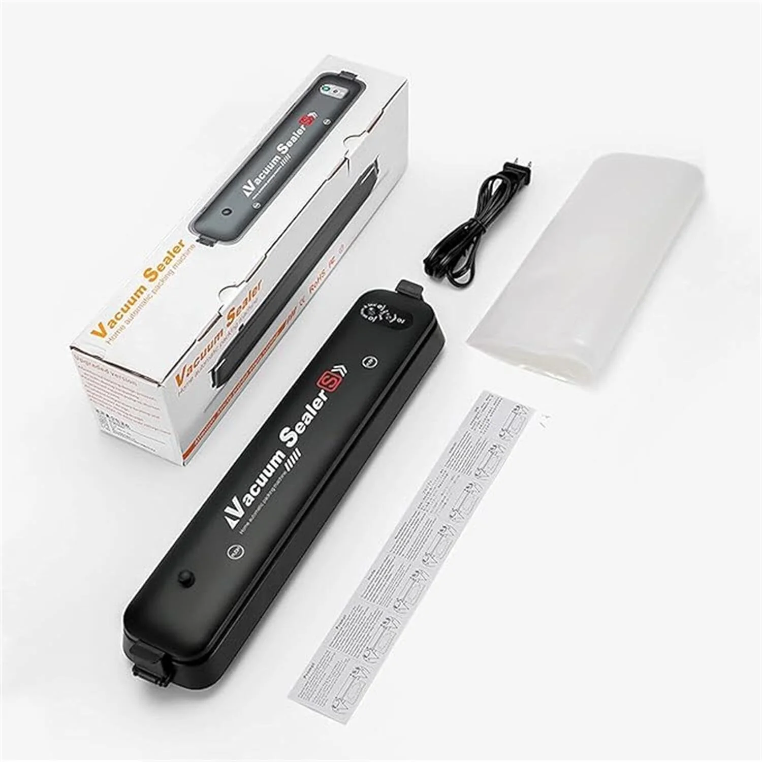 دستگاه وکیوم سیلر قابل حمل - دستگاه بسته بندی مواد غذایی برای پلمپ محکم و حفظ تازگی، سیستم بسته بندی وکیوم فشرده برای گوشت، سبزیجات و کیسه های نگهداری (مشکی)