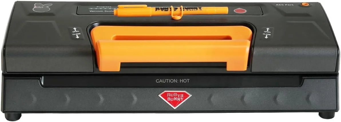 دستگاه وکیوم بسته بندی مواد غذایی دقیق، 120 وات، 90 کیلو پاسکال، عملکرد 8 در 1 خانگی، قفل آسان، دستگاه وکیوم دو پمپ با محفظه نگهداری کیسه، دارای برشگر داخلی، رنگ نارنجی