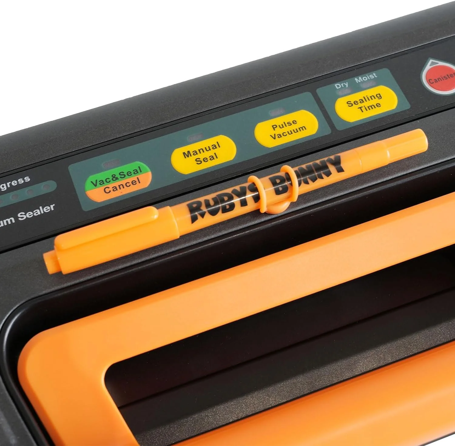 دستگاه وکیوم بسته بندی مواد غذایی دقیق، 120 وات، 90 کیلو پاسکال، عملکرد 8 در 1 خانگی، قفل آسان، دستگاه وکیوم دو پمپ با محفظه نگهداری کیسه، دارای برشگر داخلی، رنگ نارنجی