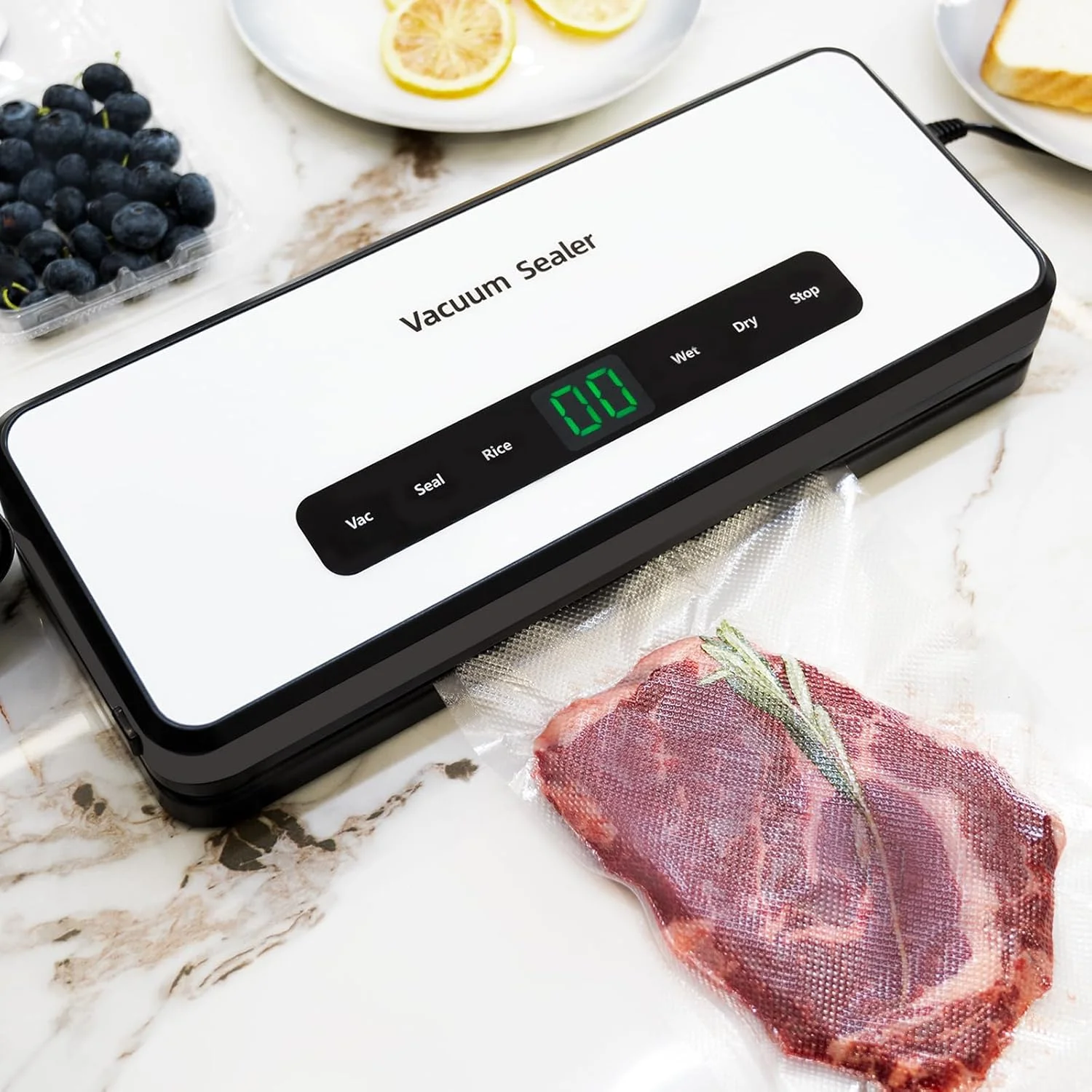 دستگاه وکیوم سیلر دقیق، دستگاه وکیوم سیلر مینی جمع و جور با مکش قدرتمند 80 کیلو پاسکال، عملکرد خودکار، ایده آل برای نگهداری و ذخیره سازی آسان و کارآمد مواد غذایی، شامل رول کیسه