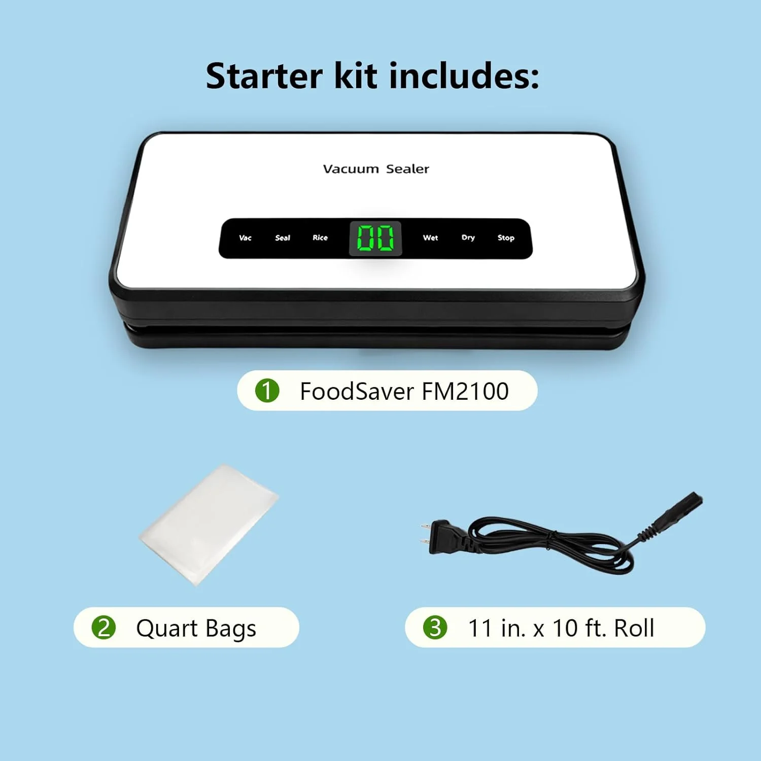 دستگاه وکیوم سیلر دقیق، دستگاه وکیوم سیلر مینی جمع و جور با مکش قدرتمند 80 کیلو پاسکال، عملکرد خودکار، ایده آل برای نگهداری و ذخیره سازی آسان و کارآمد مواد غذایی، شامل رول کیسه