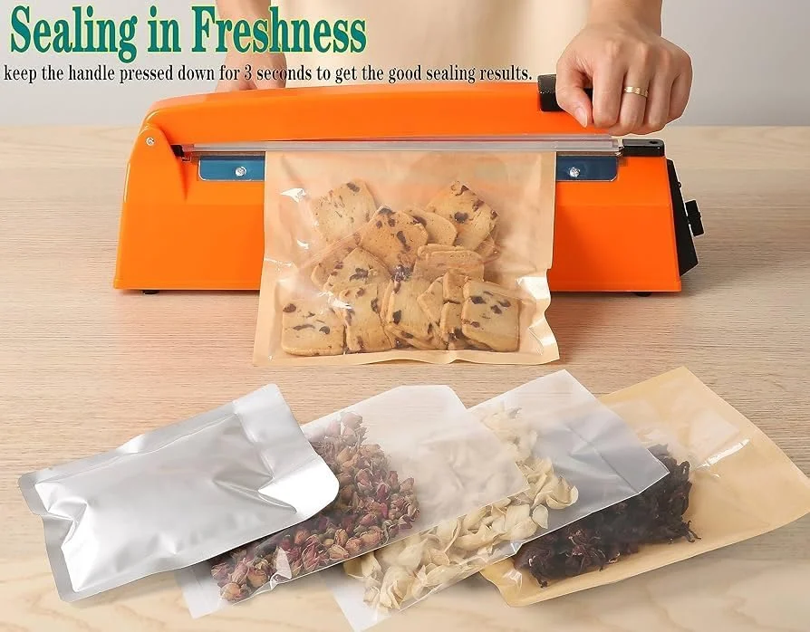 دستگاه پرس حرارتی حرفه ای، دستگاه بسته بندی ایمپالس 300 میلی متری، نارنجی و سفید، مقاوم