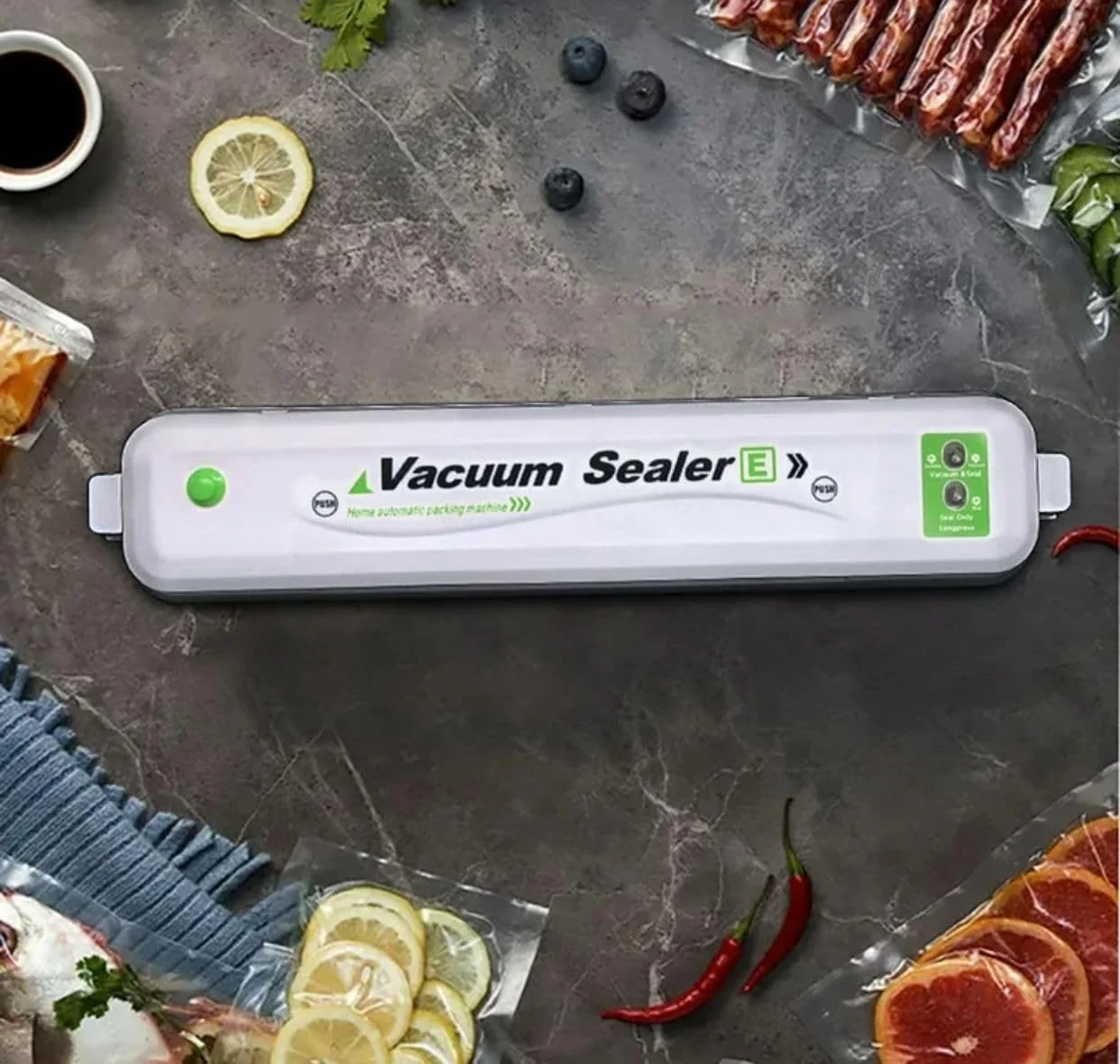 محافظ غذای وکیوم TONR، دستگاه وکیوم اتوماتیک برای نگهداری و بسته بندی مواد غذایی، دستگاه کوچک و شفاف سبز رنگ برای نگهداری مواد غذایی تازه