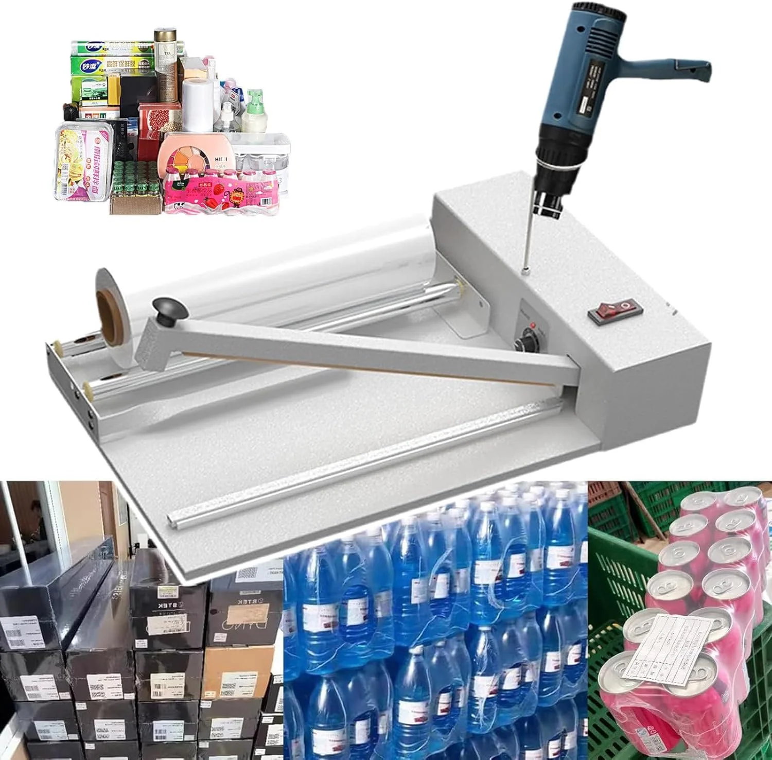 دستگاه بسته بندی حرارتی صنعتی 12 اینچی RGSGZCO (9 سطح کنترل دما) + تفنگ حرارتی 1800 وات، دستگاه آب بندی دستی سازگار با فیلم های پلی اتیلن و پلی الفین