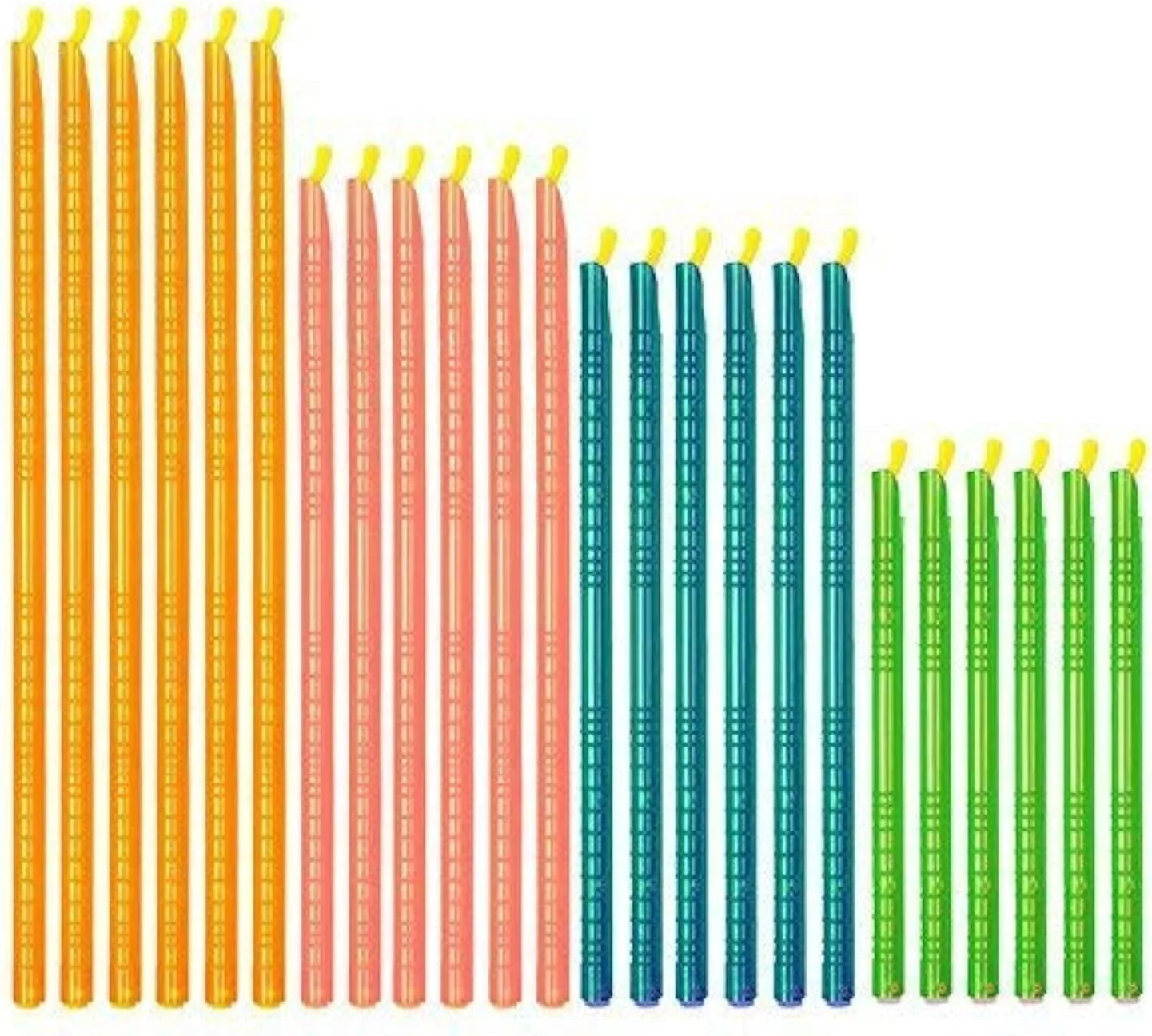 گیره های بستن کیسه غذا، میله های بستن کیسه قابل استفاده مجدد CRIVERS با اندازه های مختلف، کیسه ها را ضد هوا و ضد آب و غذا را تازه نگه می دارد، لوازم جانبی نگهداری آشپزخانه (رنگ های متنوع) (24 عدد میله)