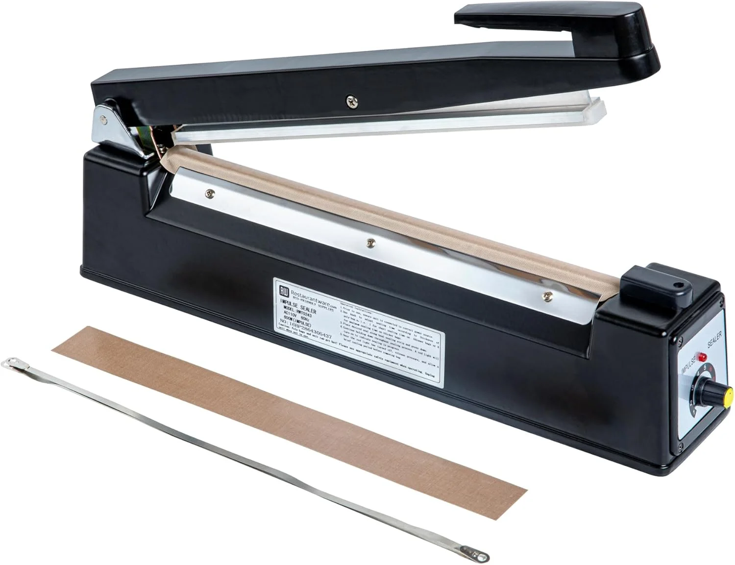 دستگاه پرس حرارتی دستی Restaurantware، دستگاه پلمپ کیسه ای ضربه ای - 12 اینچ مشکی به همراه المنت حرارتی اضافی، بسته 1 عددی Restaurantware دستگاه پرس حرارتی دستی Restaurantware، دستگاه پلمپ کیسه ای ضربه ای - 12 اینچ مشکی به همراه المنت حرارتی اضافی، بسته 1 عددی Restaurantware