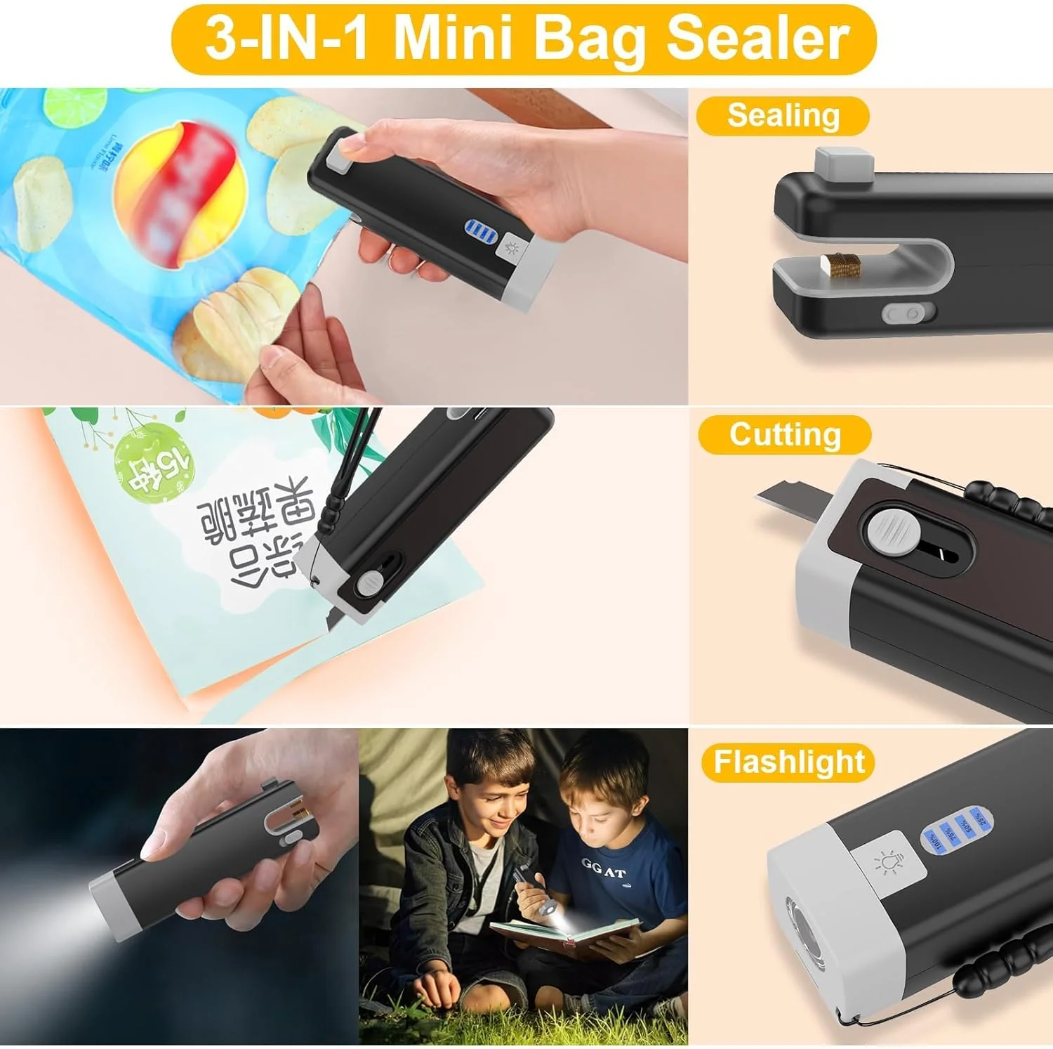 مینی دستگاه پرس حرارتی و برشگر کیسه 3 در 1، دستگاه پرس حرارتی کیسه با قابلیت شارژ USB C، دستگاه پرس مجدد کیسه قابل حمل برای کیسه های پلاستیکی، تنقلات و نگهداری مواد غذایی (مشکی مات) مینی دستگاه پرس حرارتی و برشگر کیسه 3 در 1، دستگاه پرس حرارتی کیسه با قابلیت شارژ USB C، دستگاه پرس مجدد کیسه قابل حمل برای کیسه های پلاستیکی، تنقلات و نگهداری مواد غذایی (مشکی مات)