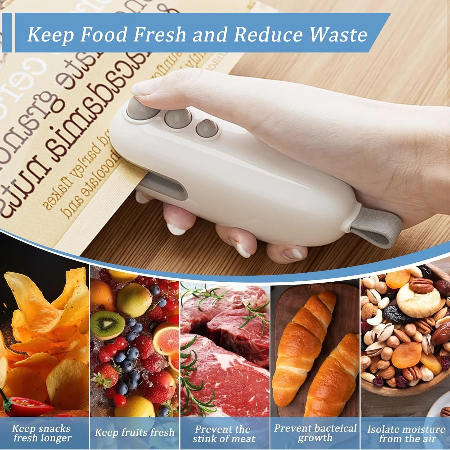 مینی دستگاه پرس کیسه، دستگاه پرس کیسه چیپس 2 در 1 به همراه کاتر، دستگاه پرس حرارتی سریع قابل شارژ، دستگاه پرس مجدد قابل حمل برای تازه نگه داشتن مواد غذایی، دستگاه پرس حرارتی برای کیسه های پلاستیکی، نگهداری مواد غذایی، تنقلات و حفظ تازگی مینی دستگاه پرس کیسه، دستگاه پرس کیسه چیپس 2 در 1 به همراه کاتر، دستگاه پرس حرارتی سریع قابل شارژ، دستگاه پرس مجدد قابل حمل برای تازه نگه داشتن مواد غذایی، دستگاه پرس حرارتی برای کیسه های پلاستیکی، نگهداری مواد غذایی، تنقلات و حفظ تازگی