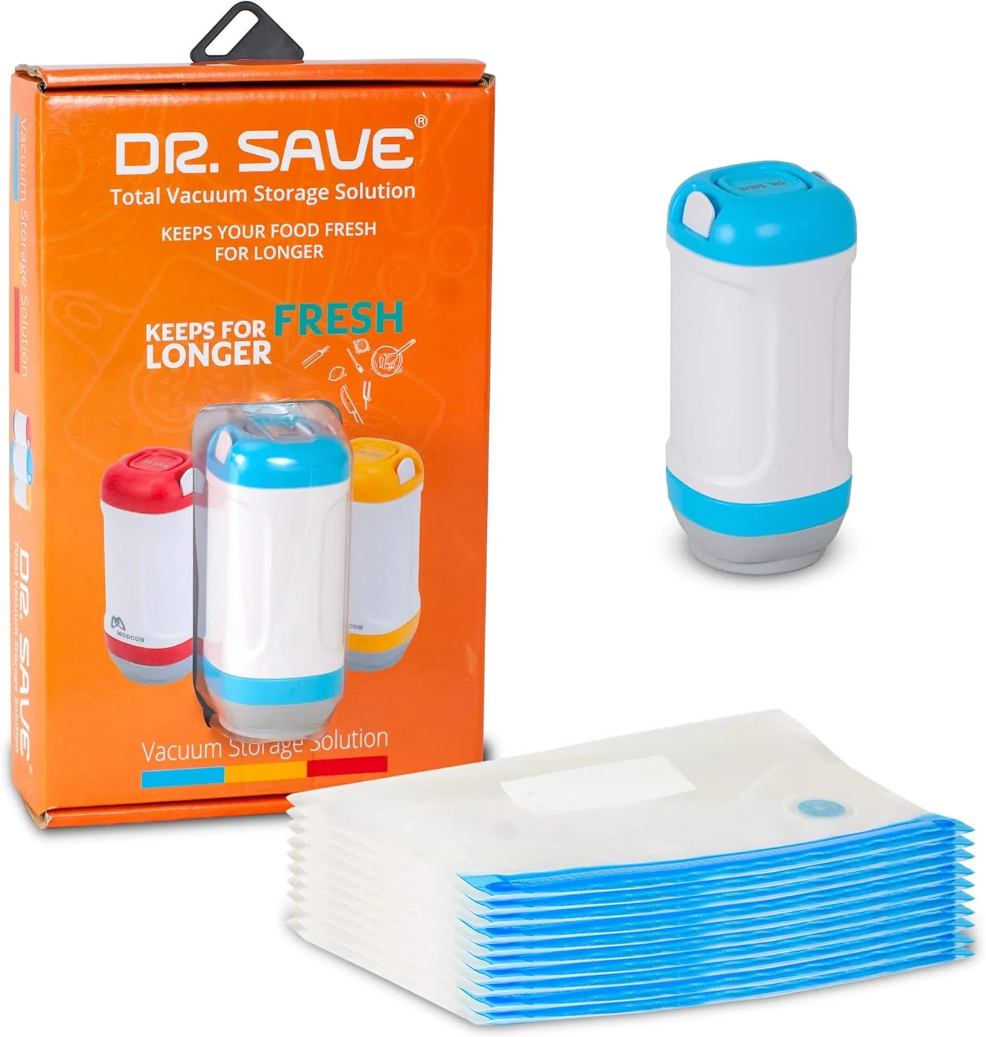 دستگاه وکیوم سیلر دکتر سیو همراه با کیسه های غذای قابل استفاده مجدد - ضد هوا، نگهداری از مواد غذایی باقیمانده و حفظ تازگی - بی سیم، دستی، دستگاه وکیوم و مجموعه کیسه دستگاه وکیوم سیلر دکتر سیو همراه با کیسه های غذای قابل استفاده مجدد - ضد هوا، نگهداری از مواد غذایی باقیمانده و حفظ تازگی - بی سیم، دستی، دستگاه وکیوم و مجموعه کیسه