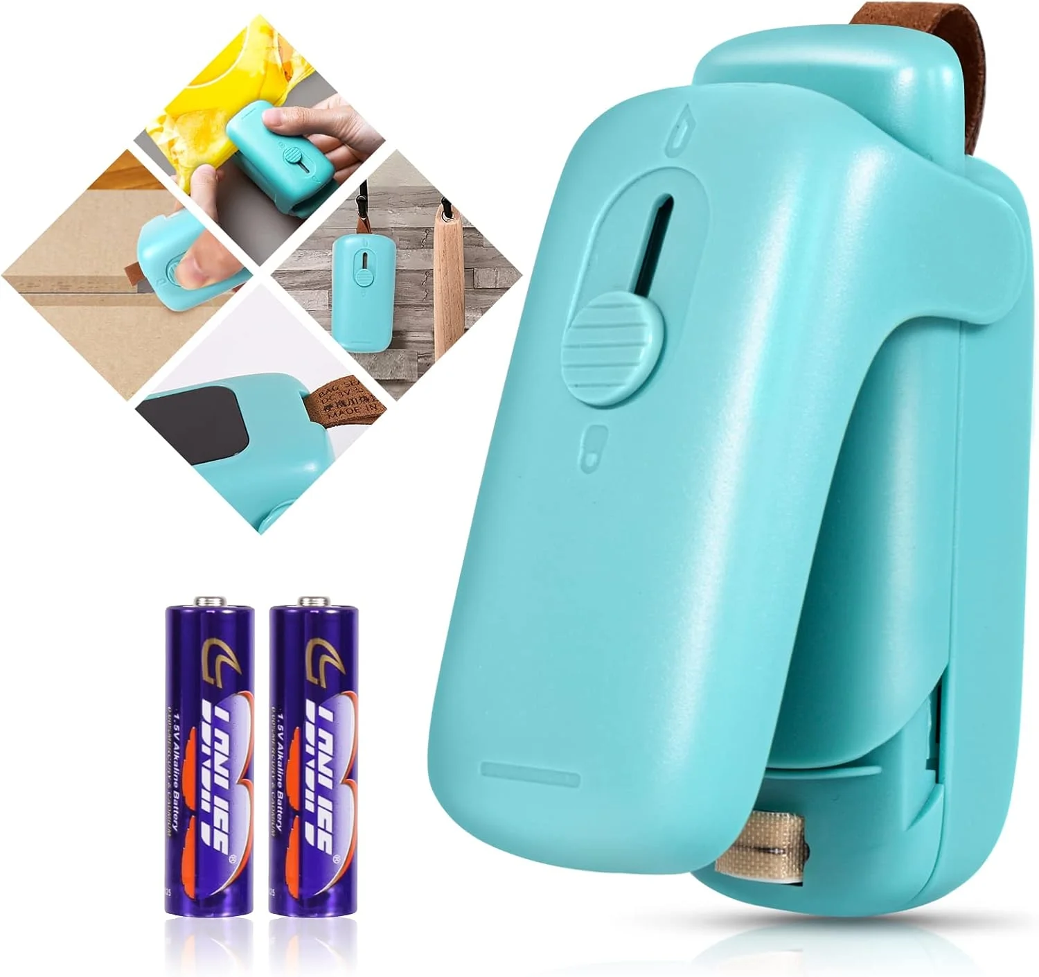 دستگاه کوچک و قابل حمل برای بستن کیسه های پلاستیکی، دستگاه دو کاره با قابلیت برش و ایجاد حرارت به همراه بند آویز، مناسب برای نگهداری مواد غذایی و تازه نگه داشتن خوراکی ها (شامل 2 عدد باتری قلمی) دستگاه کوچک و قابل حمل برای بستن کیسه های پلاستیکی، دستگاه دو کاره با قابلیت برش و ایجاد حرارت به همراه بند آویز، مناسب برای نگهداری مواد غذایی و تازه نگه داشتن خوراکی ها (شامل 2 عدد باتری قلمی)