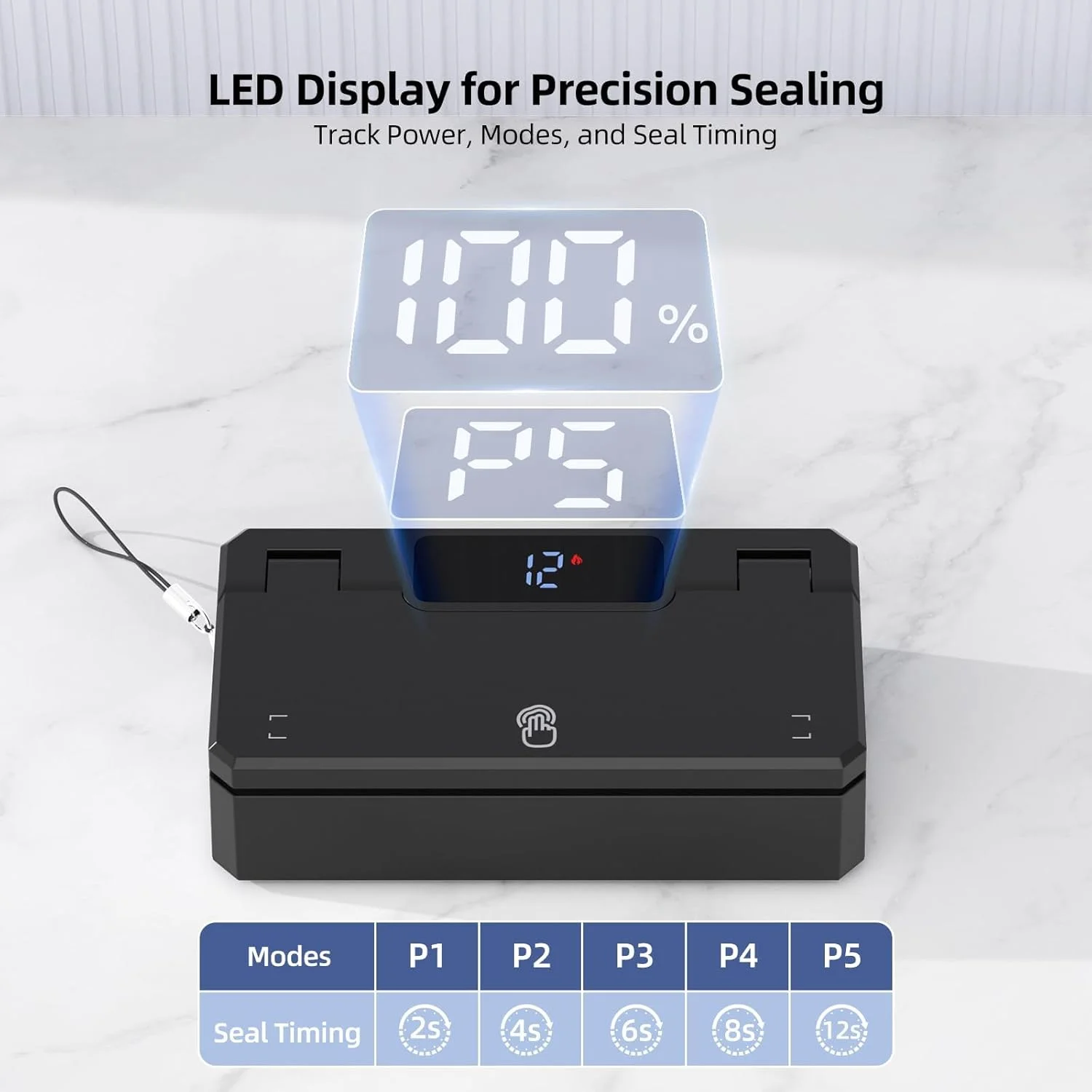 دستگاه کوچک پرس و برش کیسه، دستگاه پرس حرارتی دستی با 5 حالت زمان پرس و نوار حرارتی 3.8 اینچی - دستگاه پرس کیسه شارژی - دستگاه پرس مجدد کیسه برای کیسه های چیپس، کیسه های اسنک، کیسه های پلاستیکی - مشکی