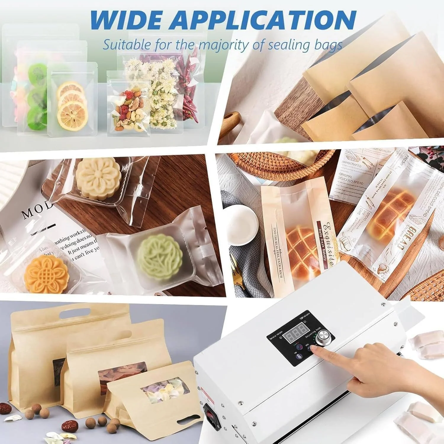 دستگاه پلمپ اتوماتیک و مداوم کیسه پلاستیکی برای مواد غذایی، افقی، مناسب برای سوپرمارکت ها، مراکز خرید، آشپزخانه های خانگی، 220 ولت دستگاه پلمپ اتوماتیک و مداوم کیسه پلاستیکی برای مواد غذایی، افقی، مناسب برای سوپرمارکت ها، مراکز خرید، آشپزخانه های خانگی، 220 ولت