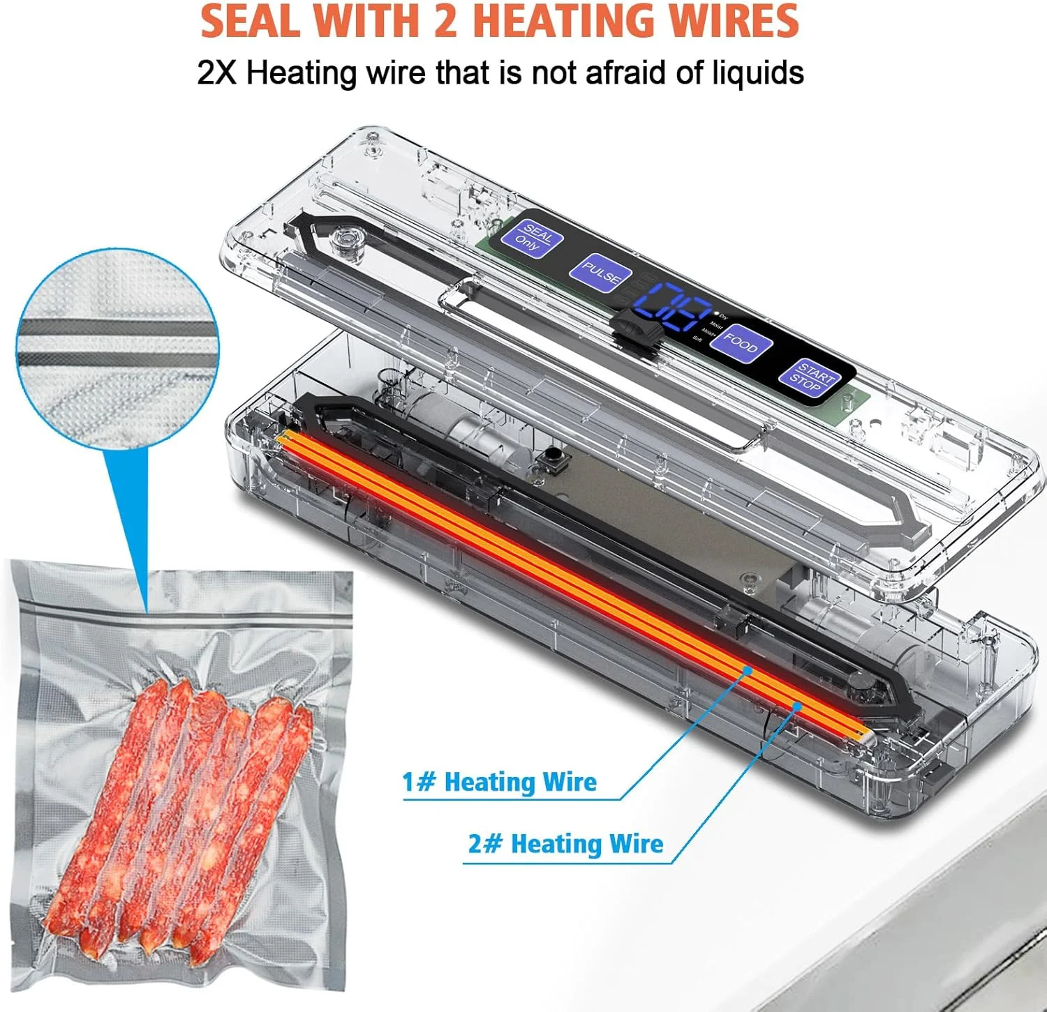 دستگاه وکیوم مومودا به همراه کیت استارتر، دستگاه بسته بندی مواد غذایی اتوماتیک 80Kpa، 8 در 1 با کیسه های یکبار مصرف، حالت مرطوب و خشک، وکیوم خارجی برای نگهداری مواد غذایی دستگاه وکیوم مومودا به همراه کیت استارتر، دستگاه بسته بندی مواد غذایی اتوماتیک 80Kpa، 8 در 1 با کیسه های یکبار مصرف، حالت مرطوب و خشک، وکیوم خارجی برای نگهداری مواد غذایی