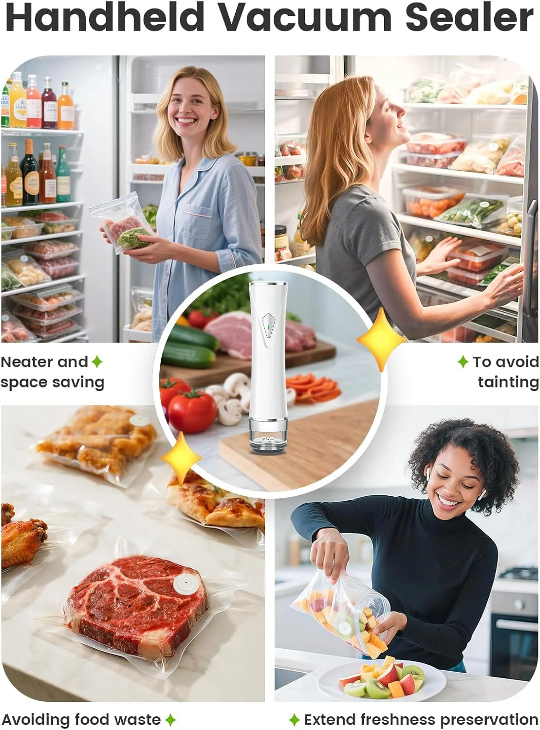 دستگاه وکیوم سیلر غذا (دستگاه های وکیوم سیلر + 30 کیسه وکیوم قابل استفاده مجدد)، دستگاه وکیوم سیلر قدرتمند با مخزن آب قابل مشاهده، جمع و جور، قابل حمل، 5 برابر حفظ و تازگی دستگاه وکیوم سیلر غذا (دستگاه های وکیوم سیلر + 30 کیسه وکیوم قابل استفاده مجدد)، دستگاه وکیوم سیلر قدرتمند با مخزن آب قابل مشاهده، جمع و جور، قابل حمل، 5 برابر حفظ و تازگی